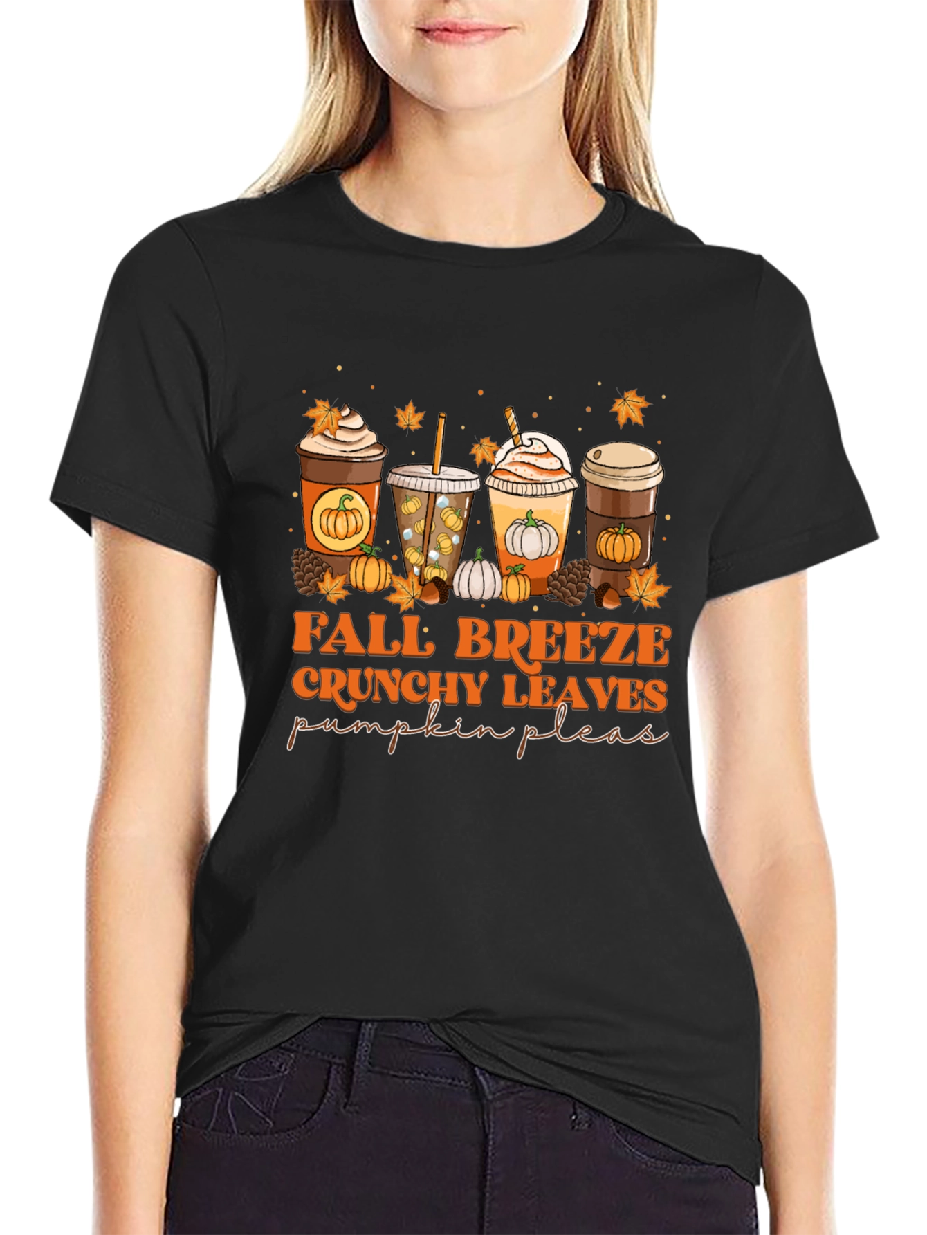 Fall Breeze Crunchy Leaves Pumpkin Please T-Shirt