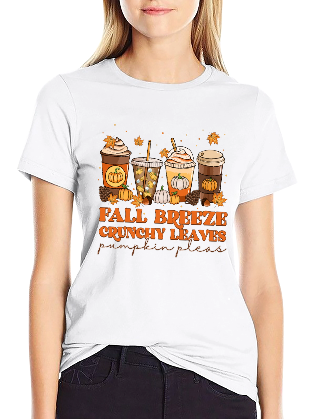 Fall Breeze Crunchy Leaves Pumpkin Please T-Shirt
