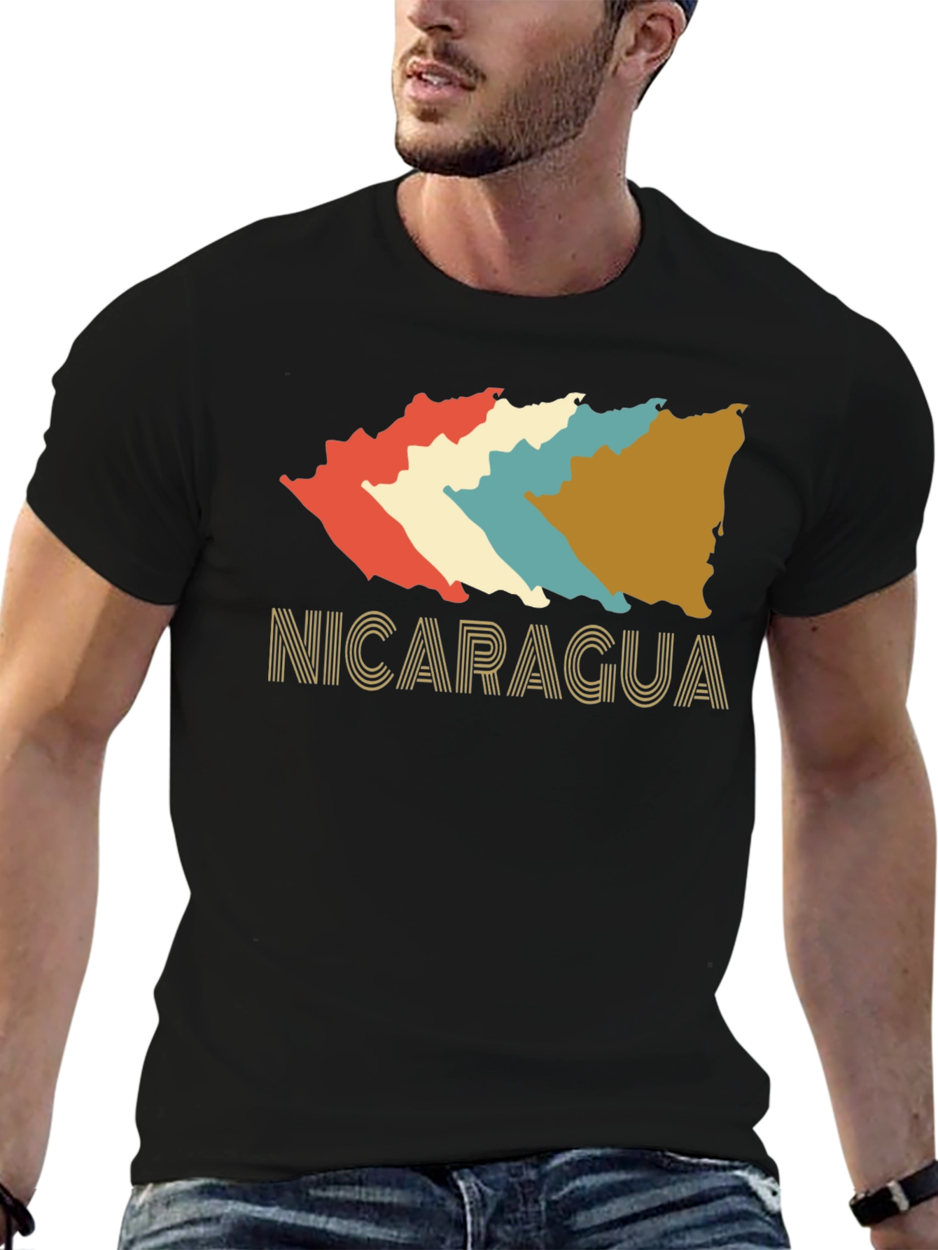 Nicaragua Retro T-Shirt - Black Cotton Tee