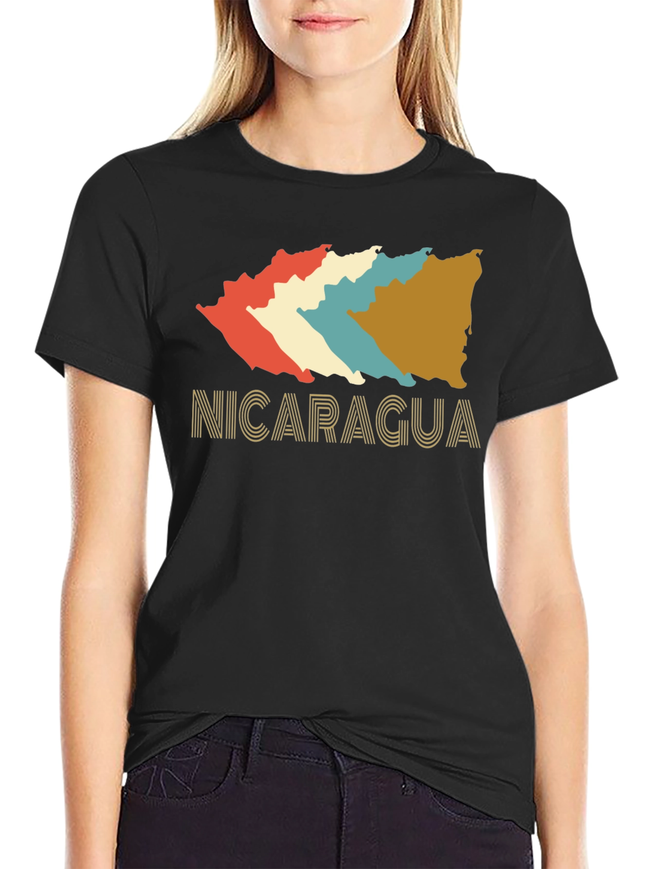 Nicaragua Retro T-Shirt - Black Cotton Tee