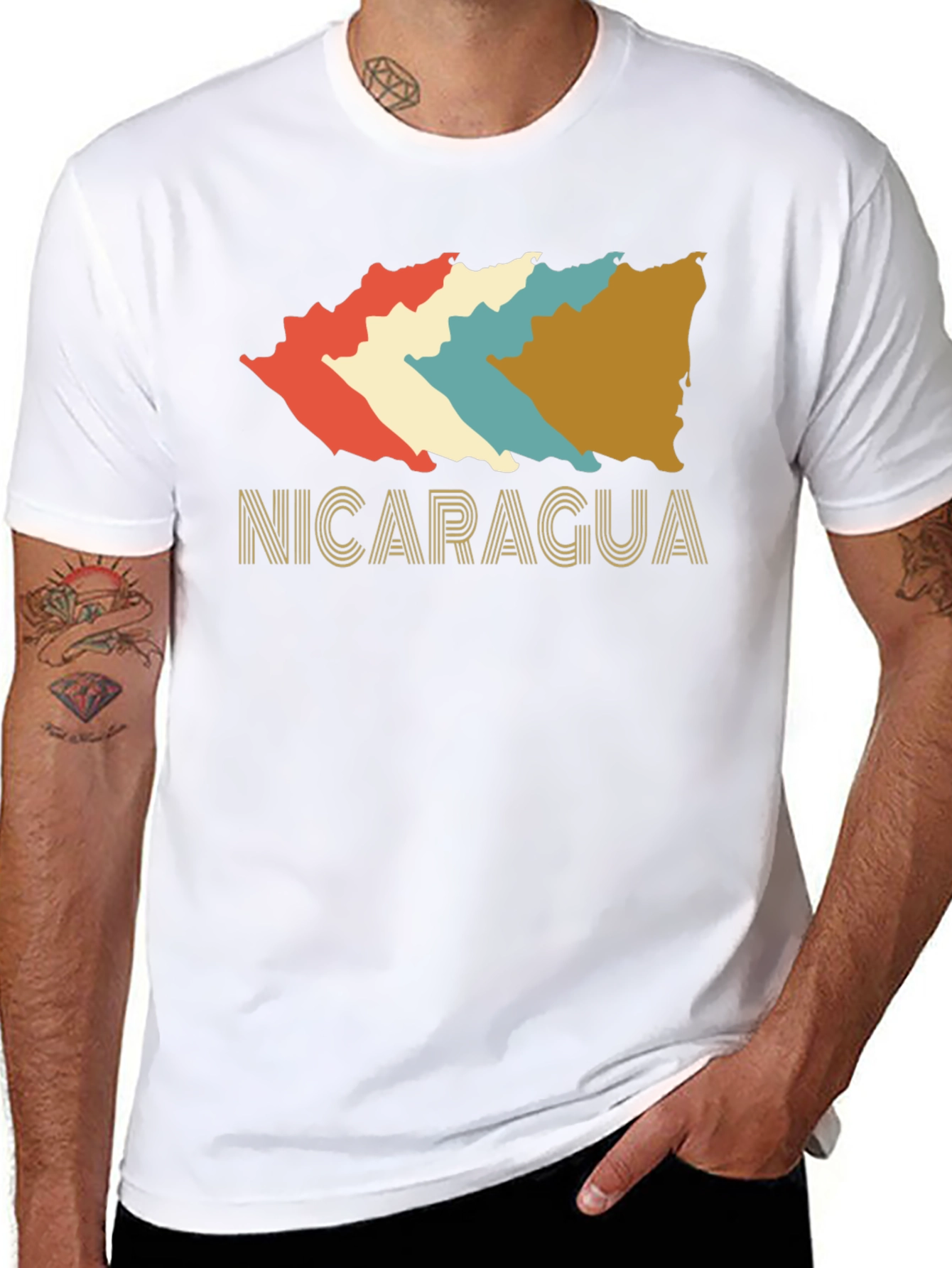 Nicaragua Retro T-Shirt - Black Cotton Tee