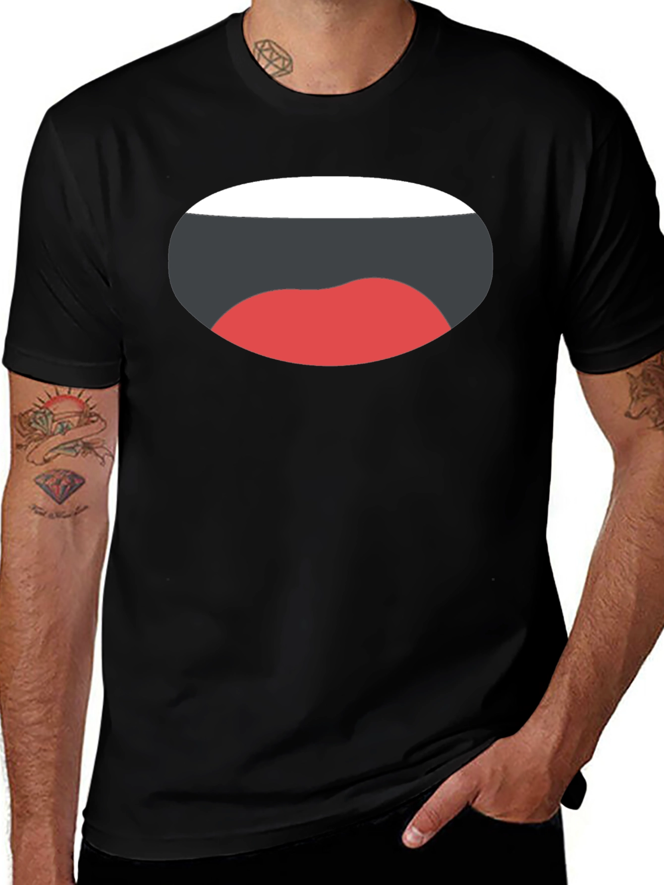 Funny Mouth Graphic Black T-Shirt