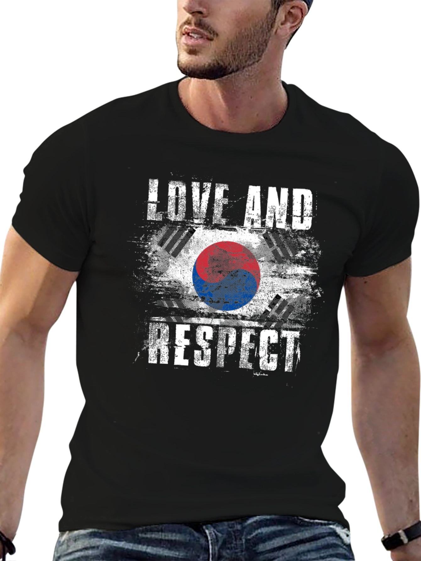 Love and Respect South Korea Flag Graphic T-Shirt
