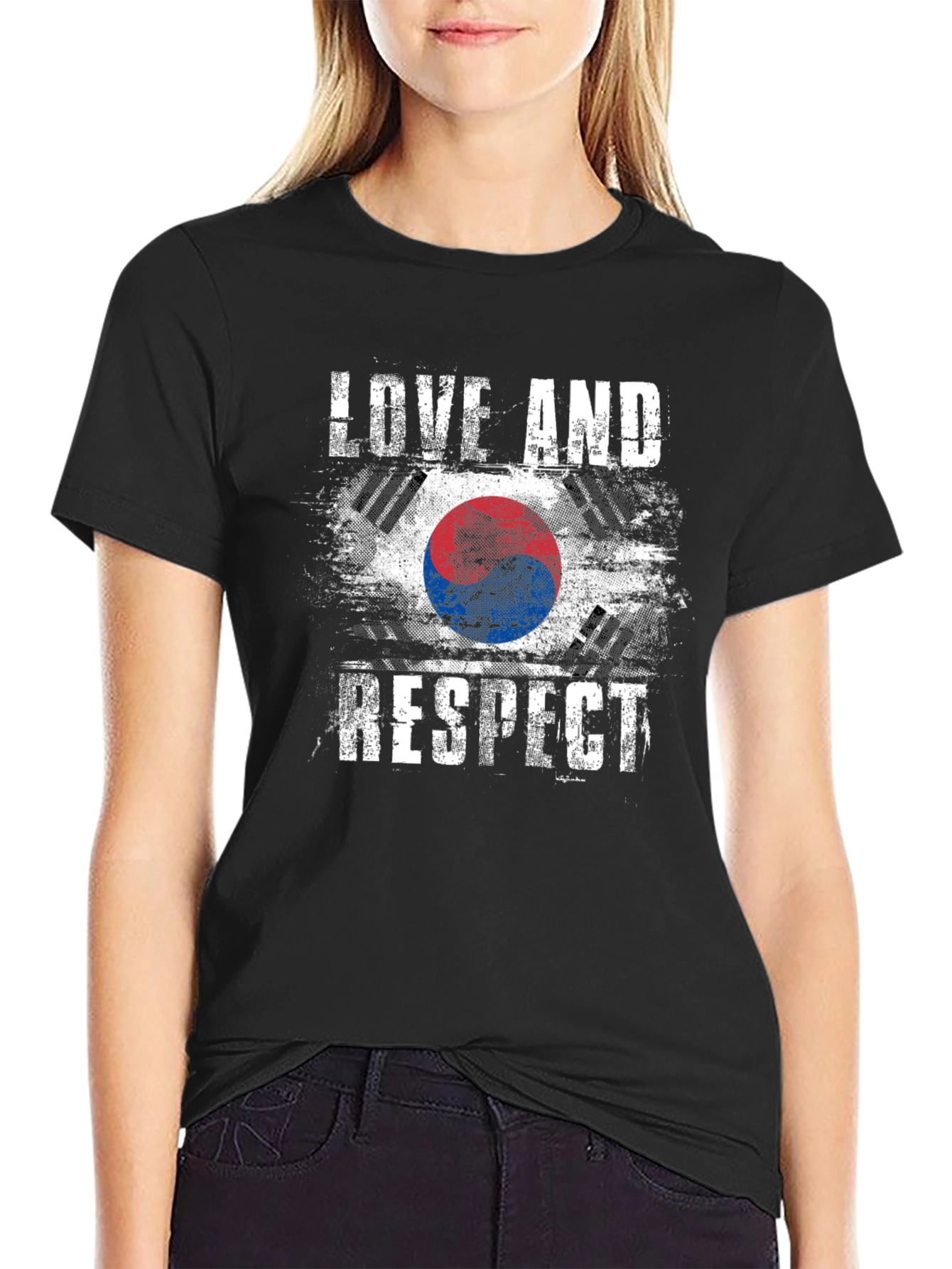 Love and Respect South Korea Flag Graphic T-Shirt