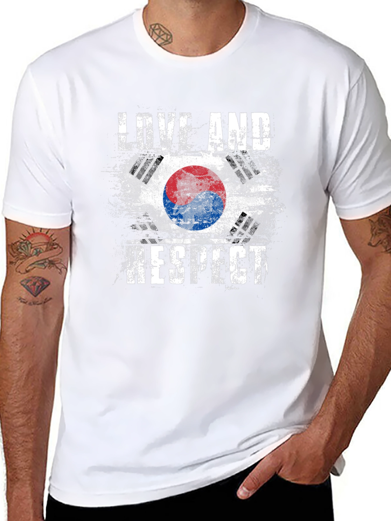 Love and Respect South Korea Flag Graphic T-Shirt