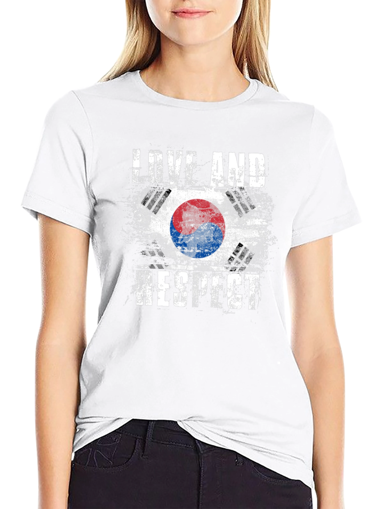 Love and Respect South Korea Flag Graphic T-Shirt
