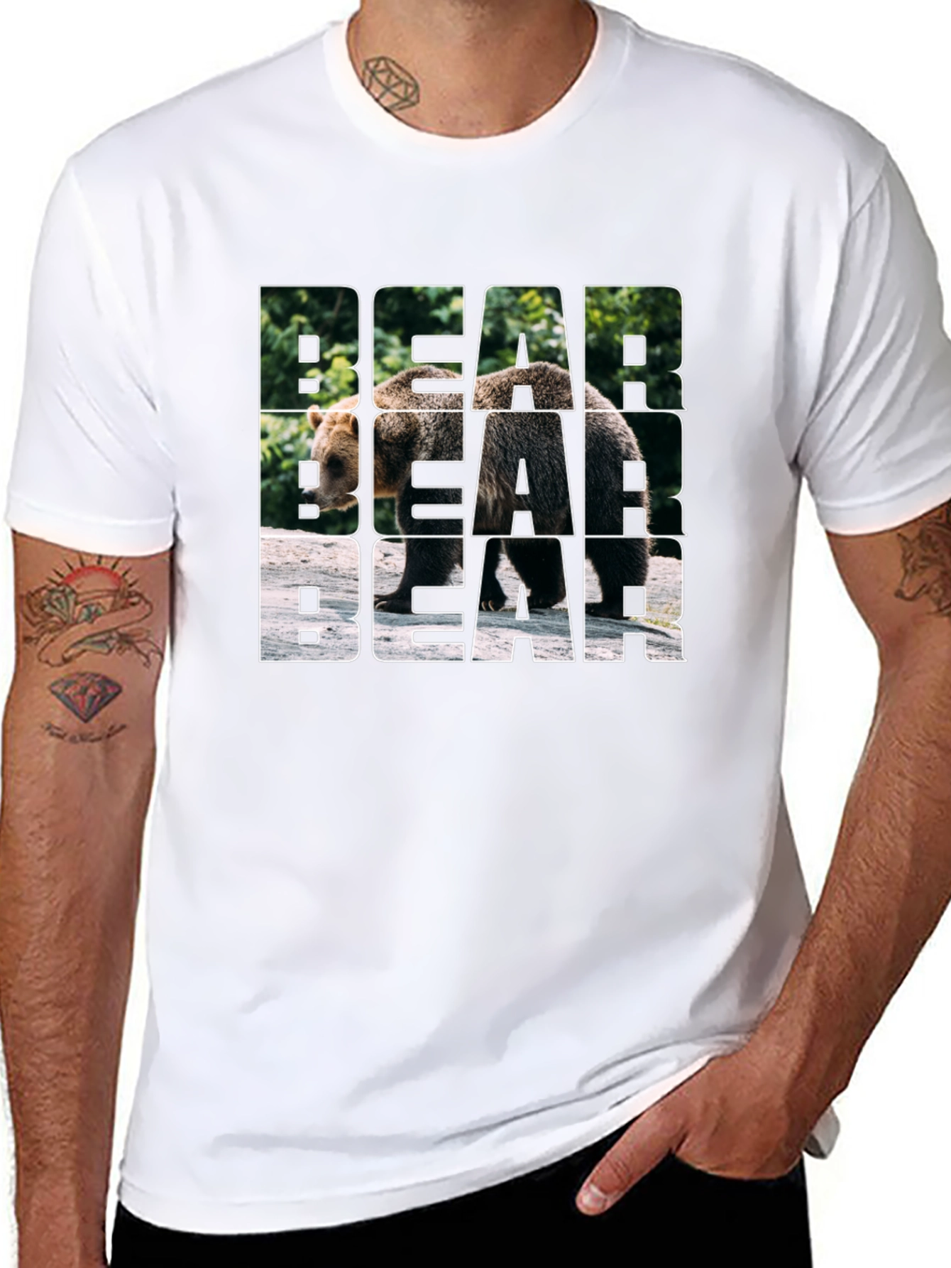 Bear Graphic Print Tee - Modern Streetwear Style