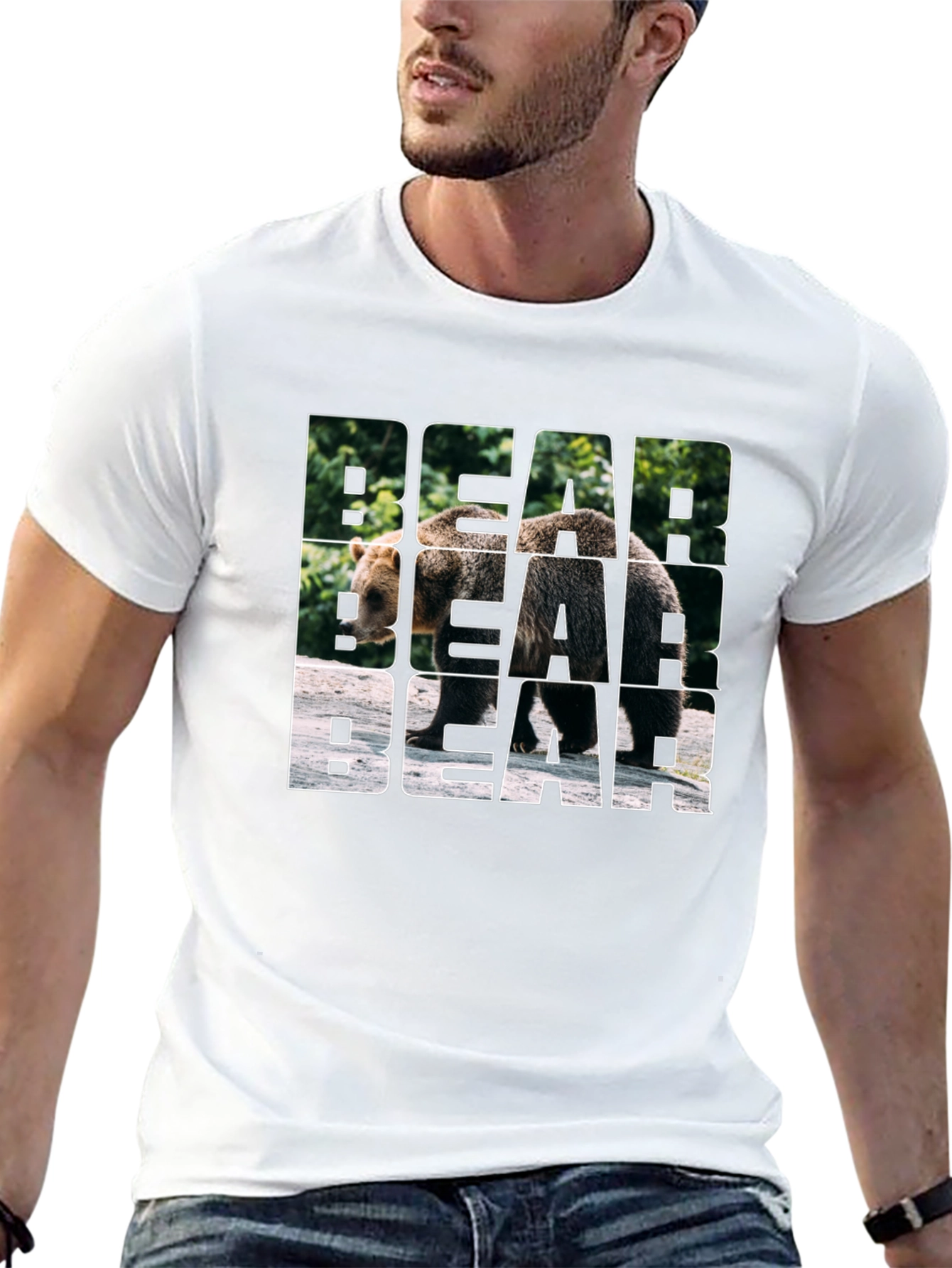 Bear Graphic Print Tee - Modern Streetwear Style