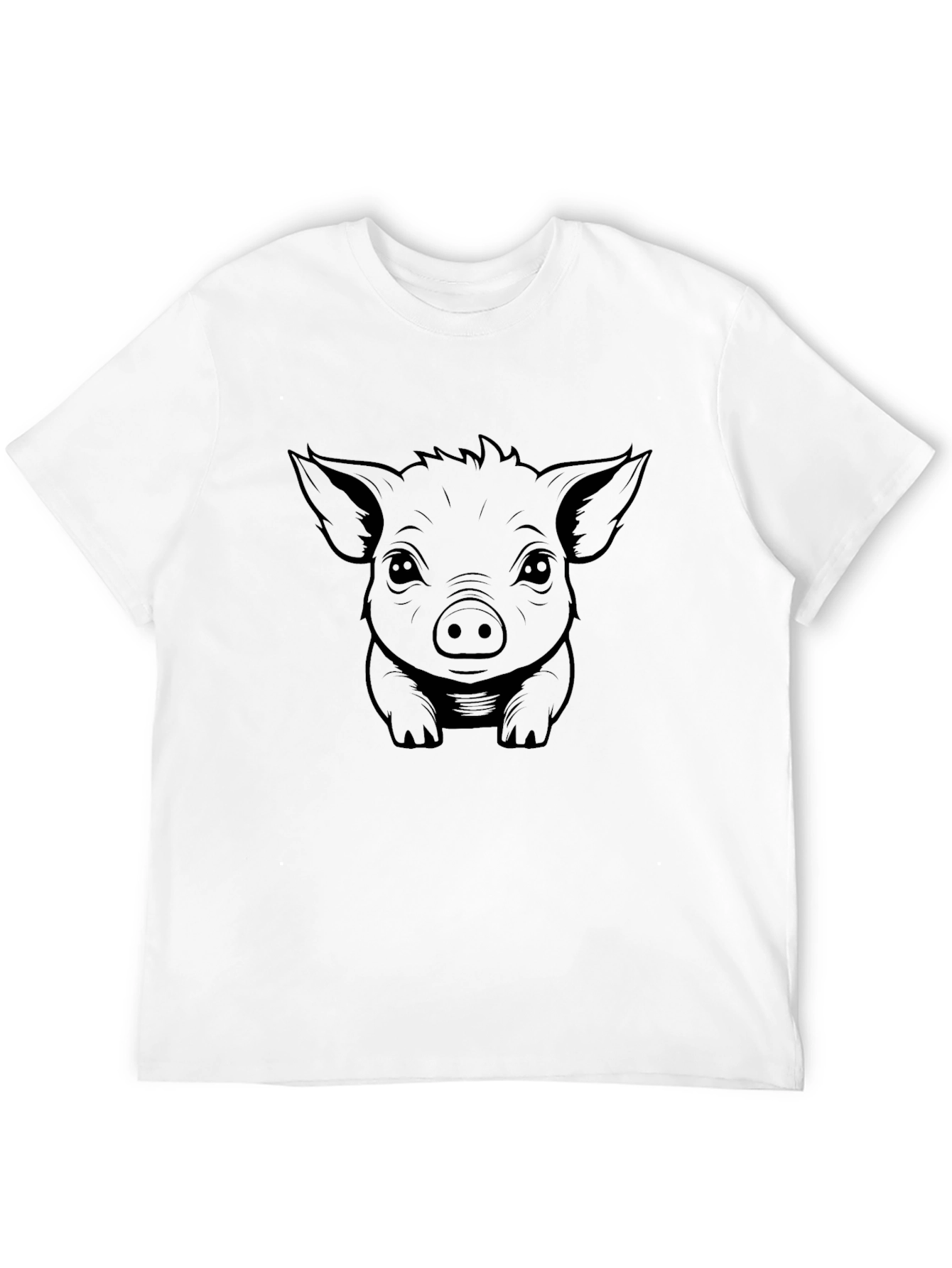 Black Piglet Graphic Tee - Cute Animal Print