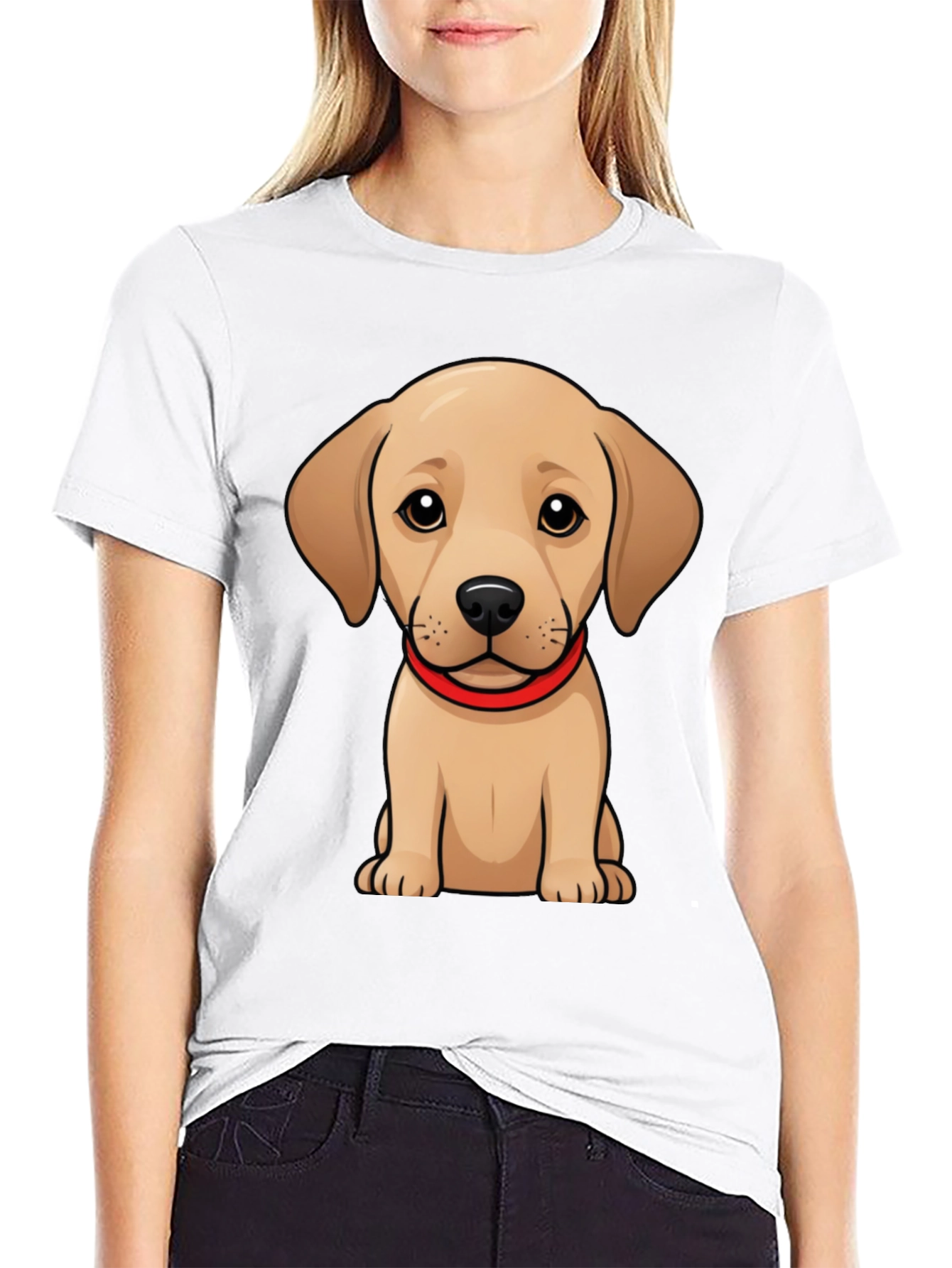 Cute Puppy T-Shirt - Black Crew Neck Tee