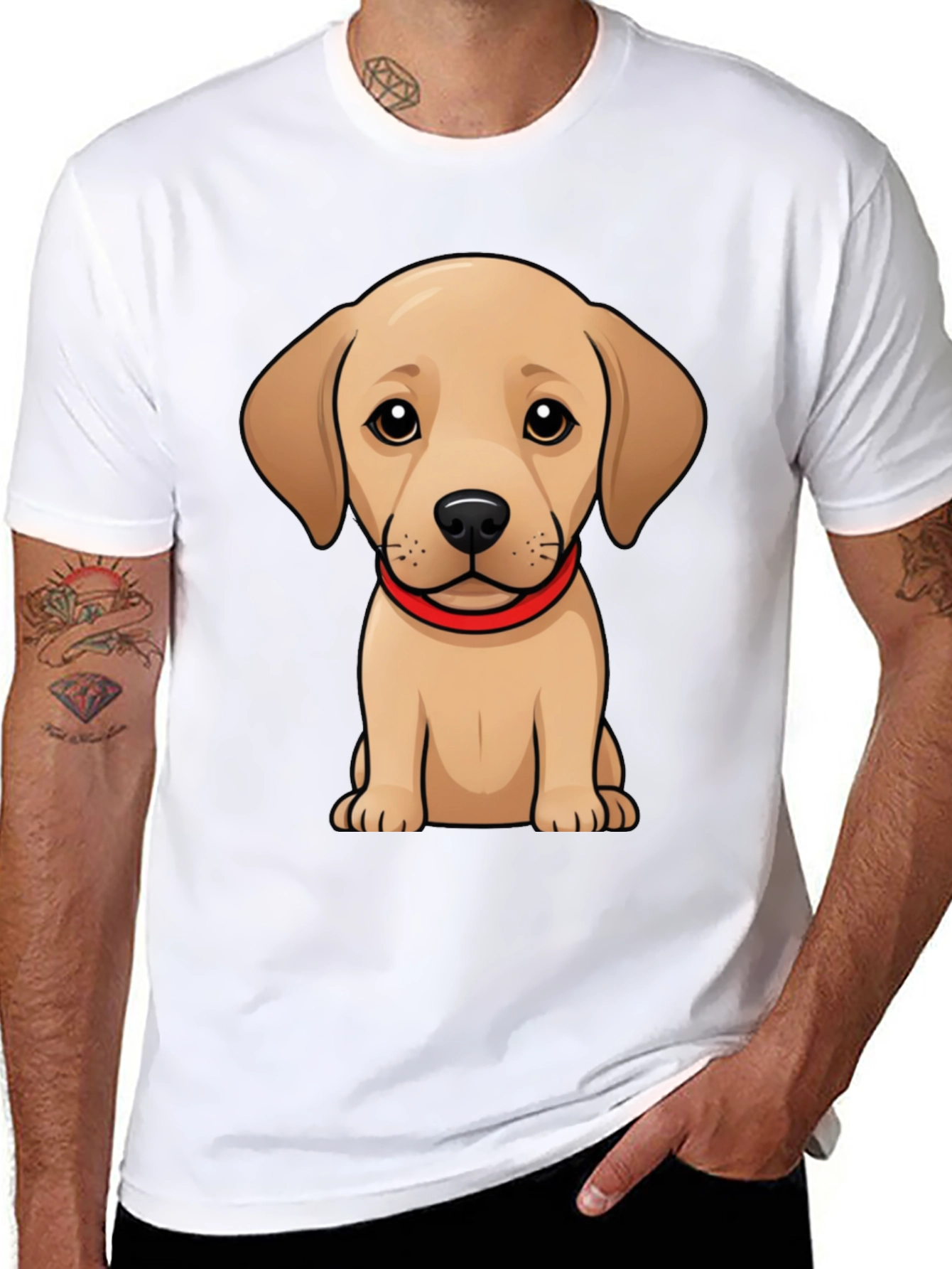 Cute Puppy T-Shirt - Black Crew Neck Tee