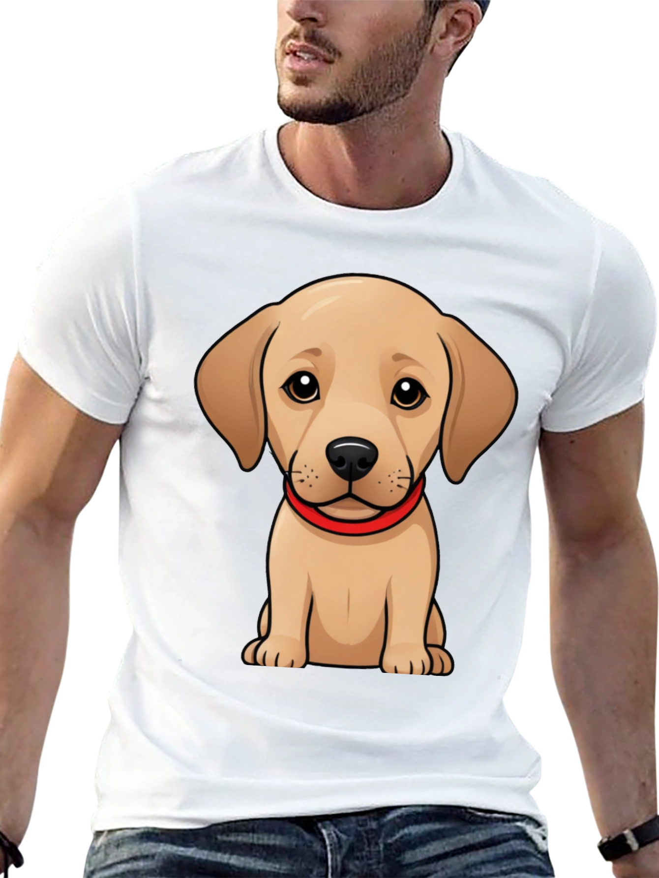 Cute Puppy T-Shirt - Black Crew Neck Tee