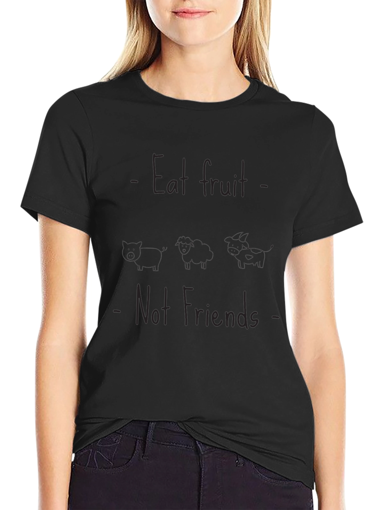 Eat Fruit Not Friends Black Graphic Tee