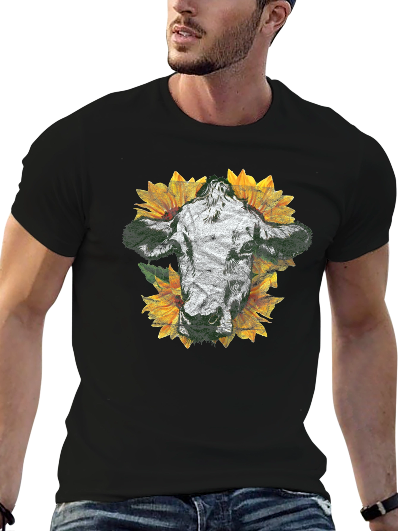 Cow and Sunflower Graphic Tee