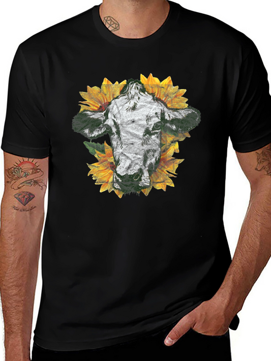 Cow and Sunflower Graphic Tee