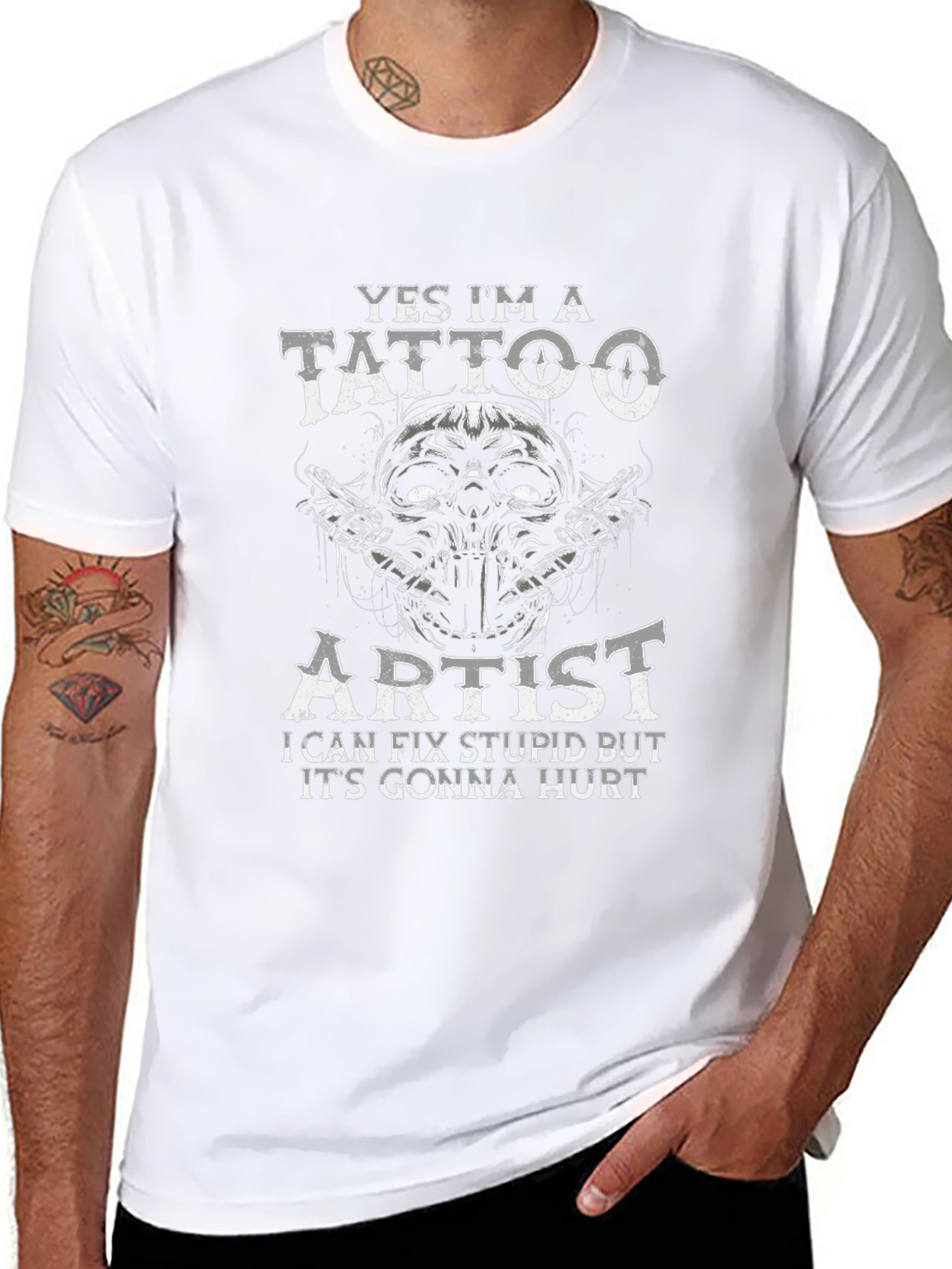 Yes Im a Tattoo Artist T-Shirt Funny Skull Design