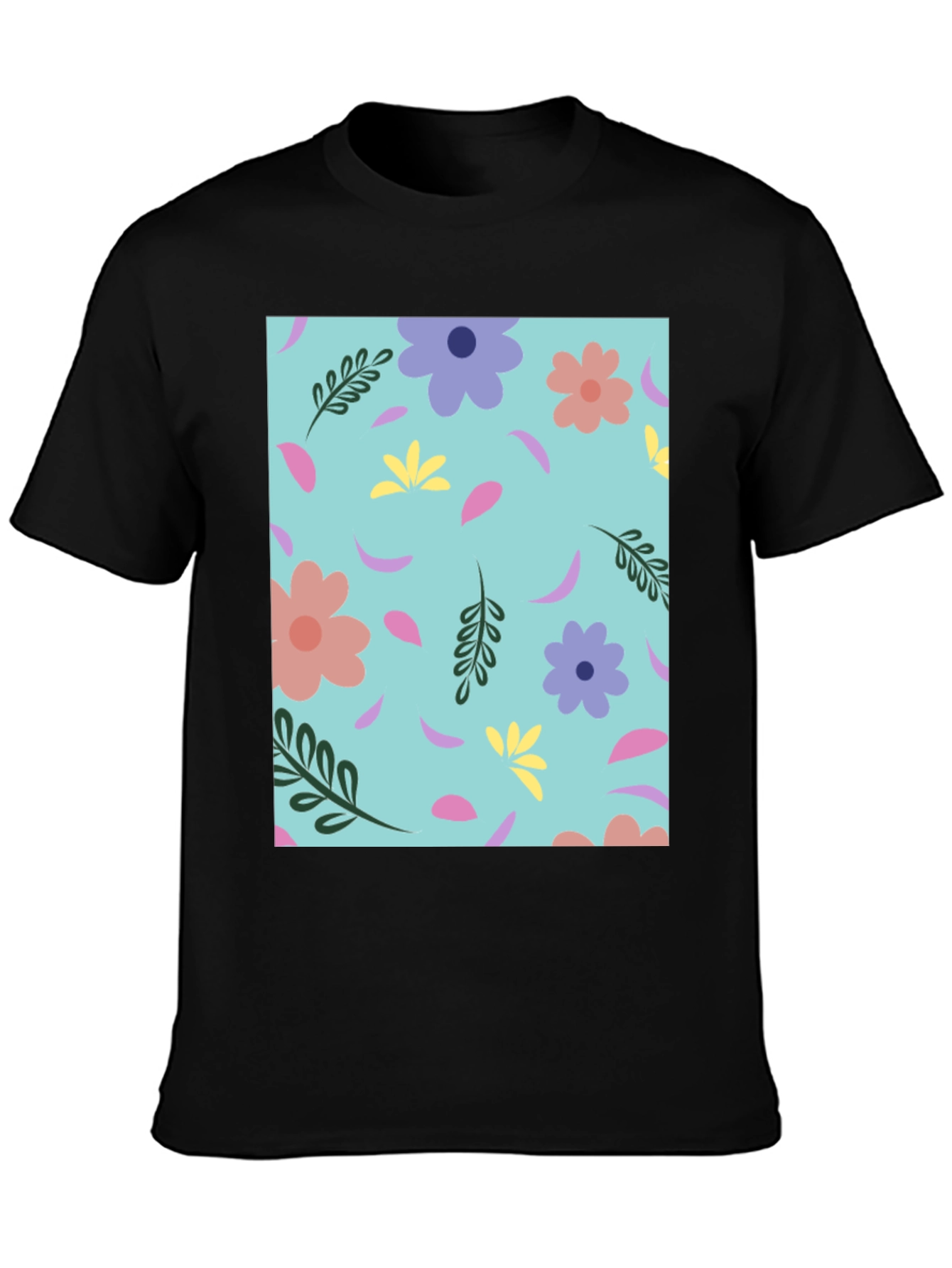 Floral Pattern Crew Neck T-Shirt