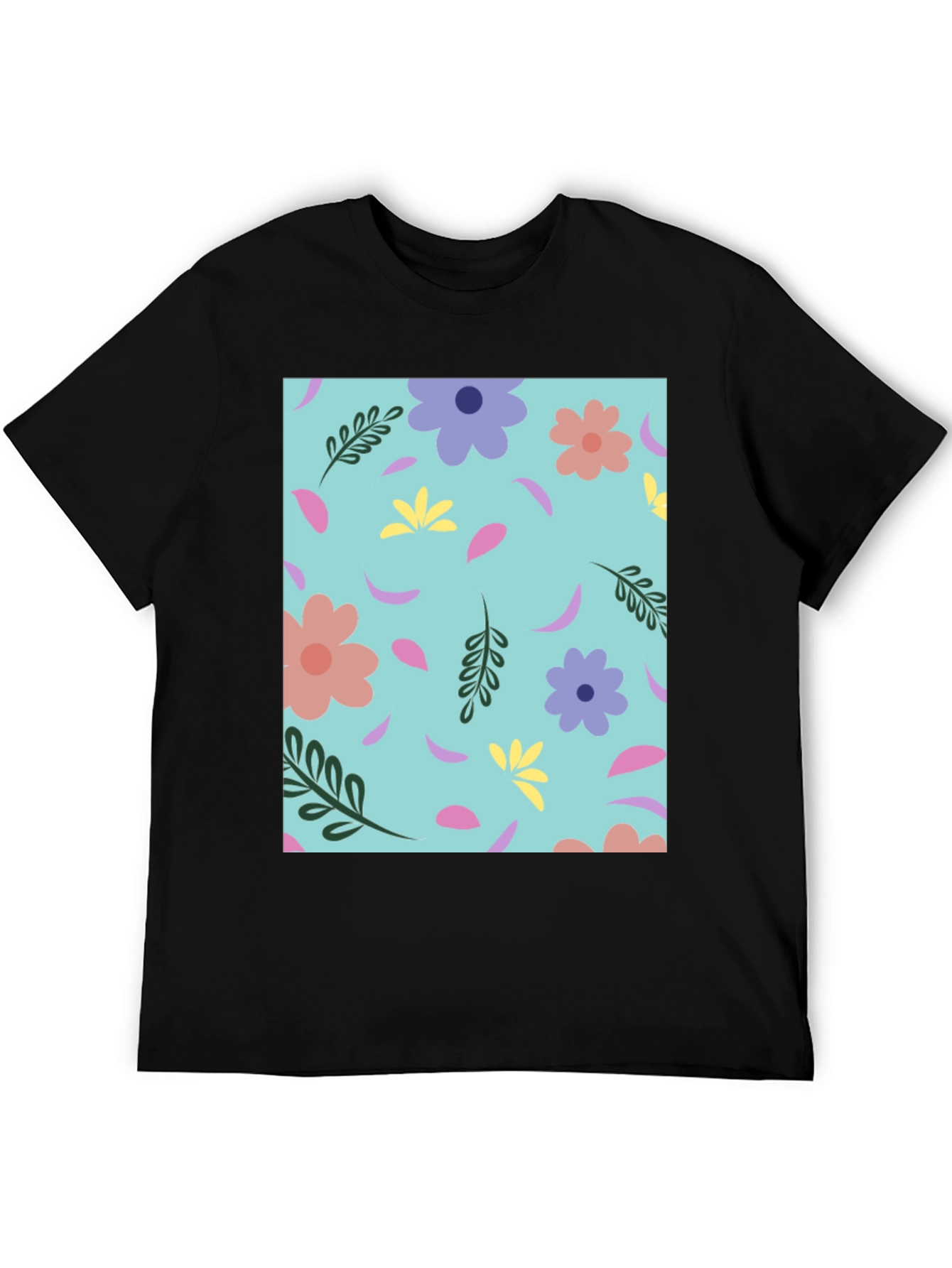 Floral Pattern Crew Neck T-Shirt