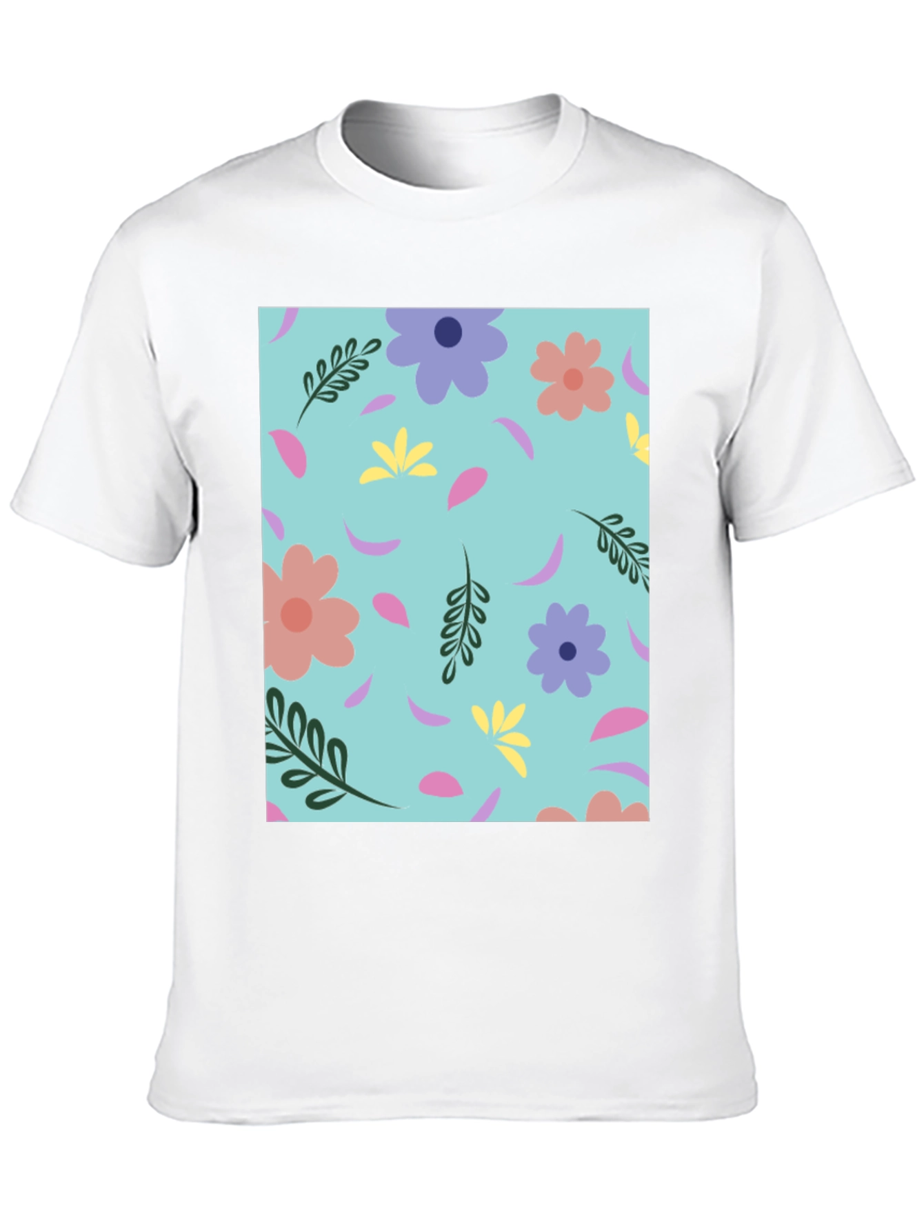 Floral Pattern Crew Neck T-Shirt