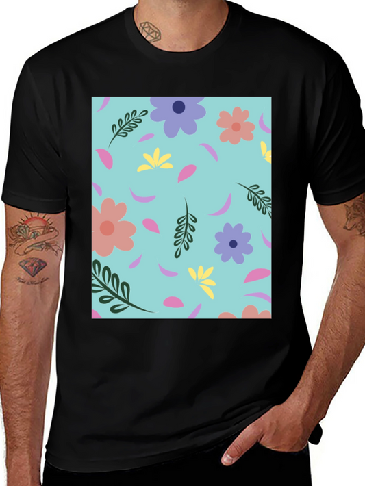 Floral Pattern Crew Neck T-Shirt
