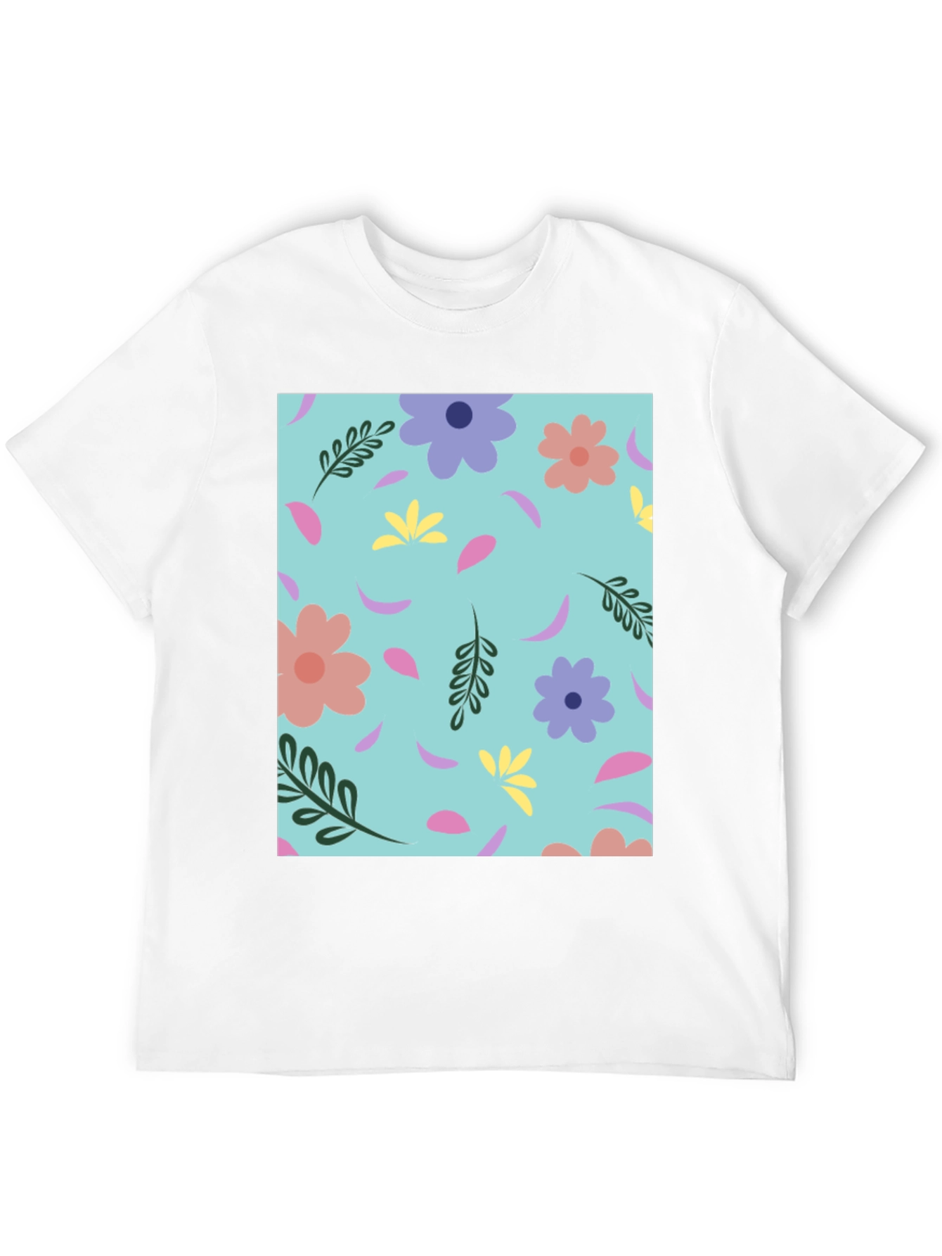 Floral Pattern Crew Neck T-Shirt