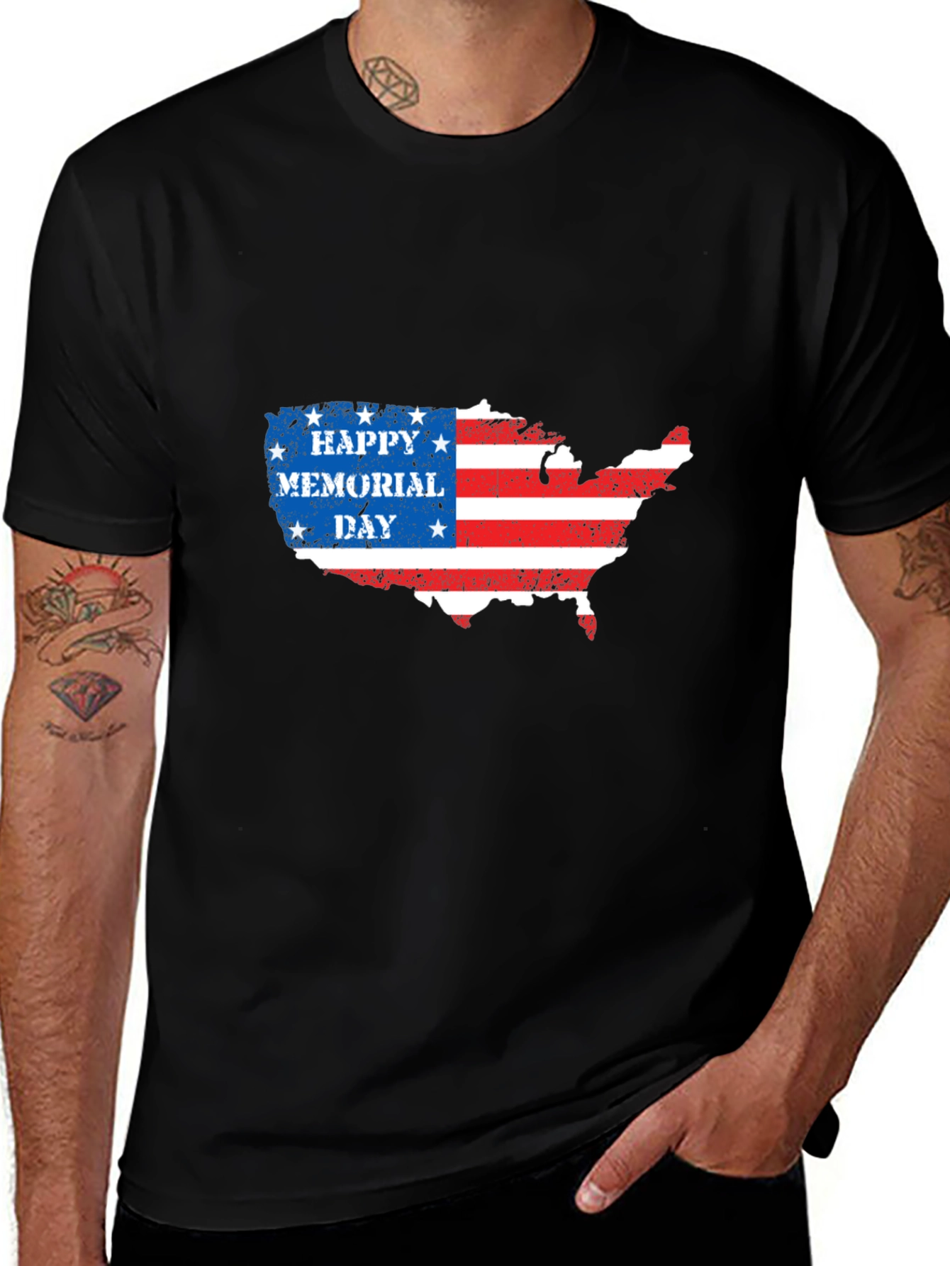 Memorial Day USA Flag Map T-Shirt