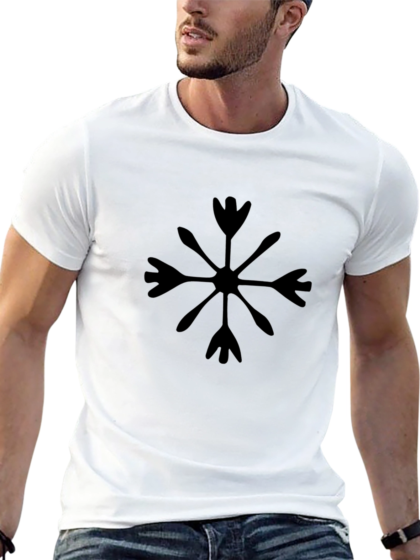 Black Graphic Tee: Unique Snowflake Design
