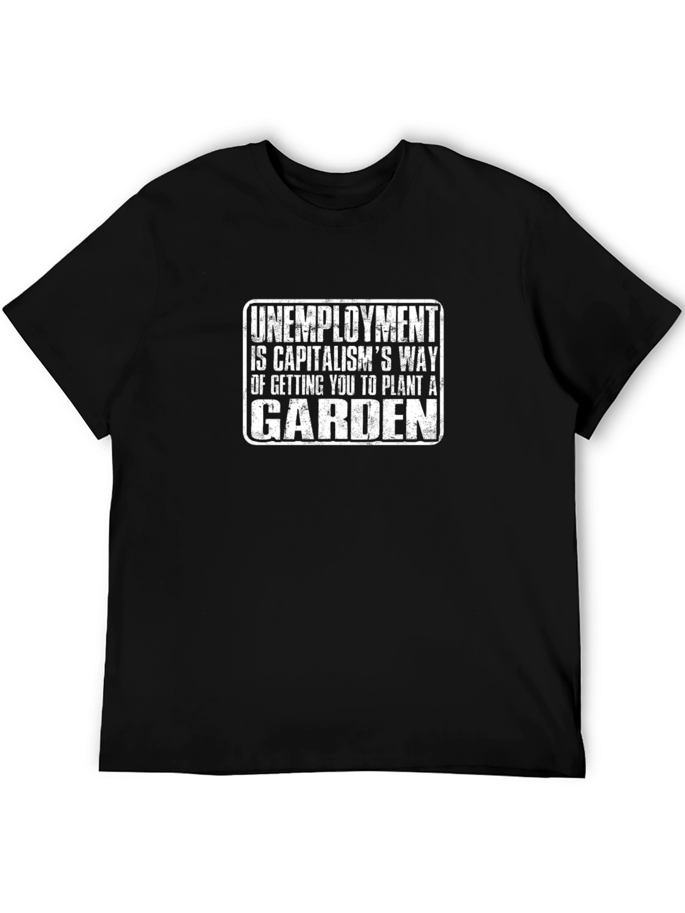 Unemployment Garden Graphic Tee - Black Cotton T-Shirt
