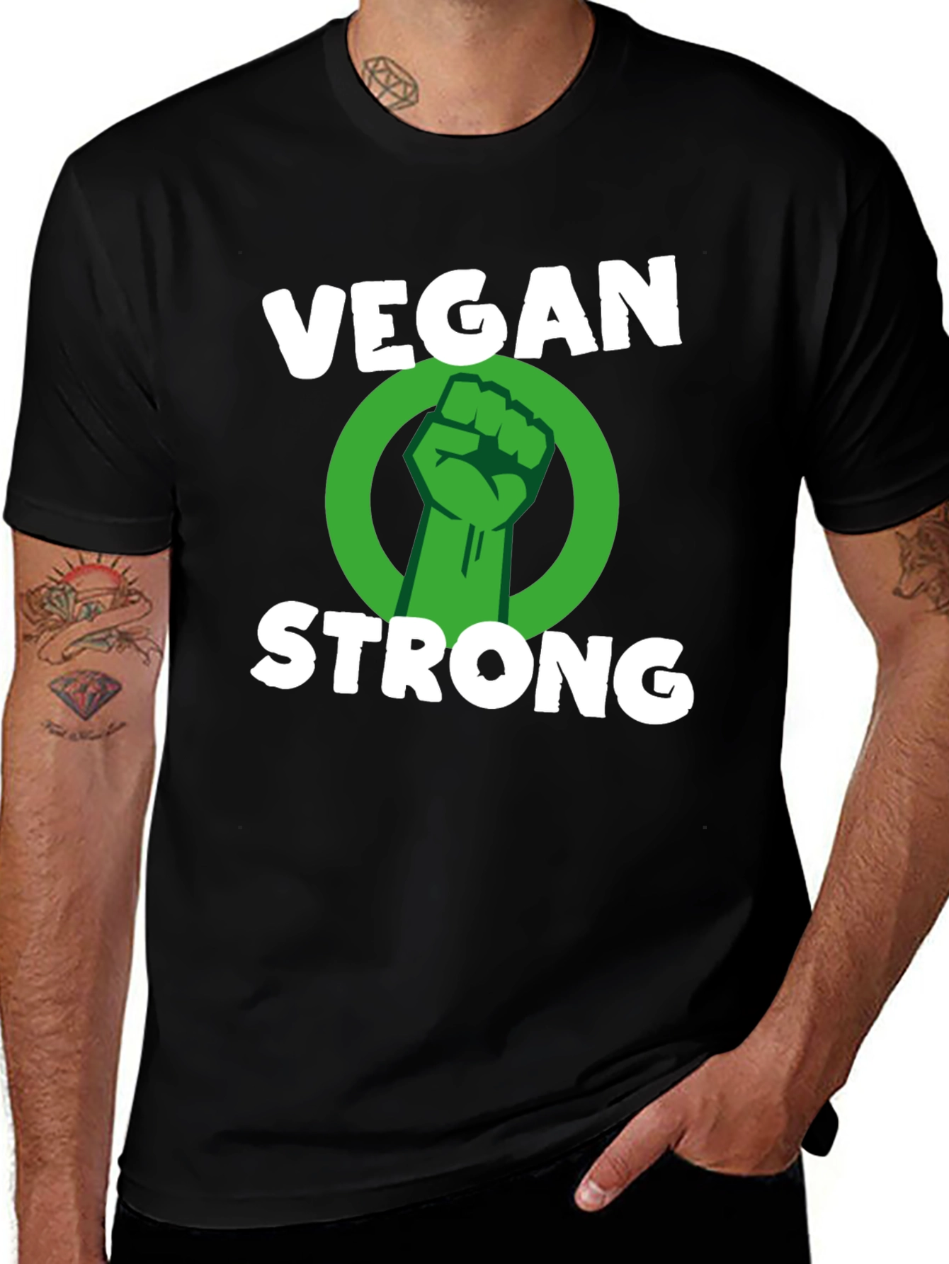 Vegan Strong T-Shirt - Black Graphic Tee