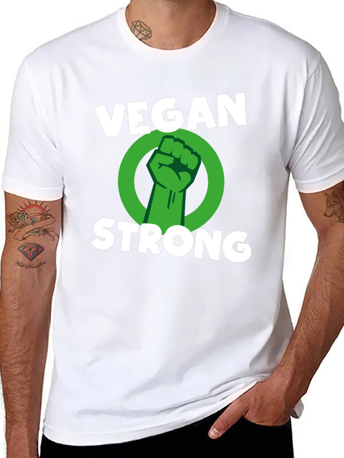 Vegan Strong T-Shirt - Black Graphic Tee