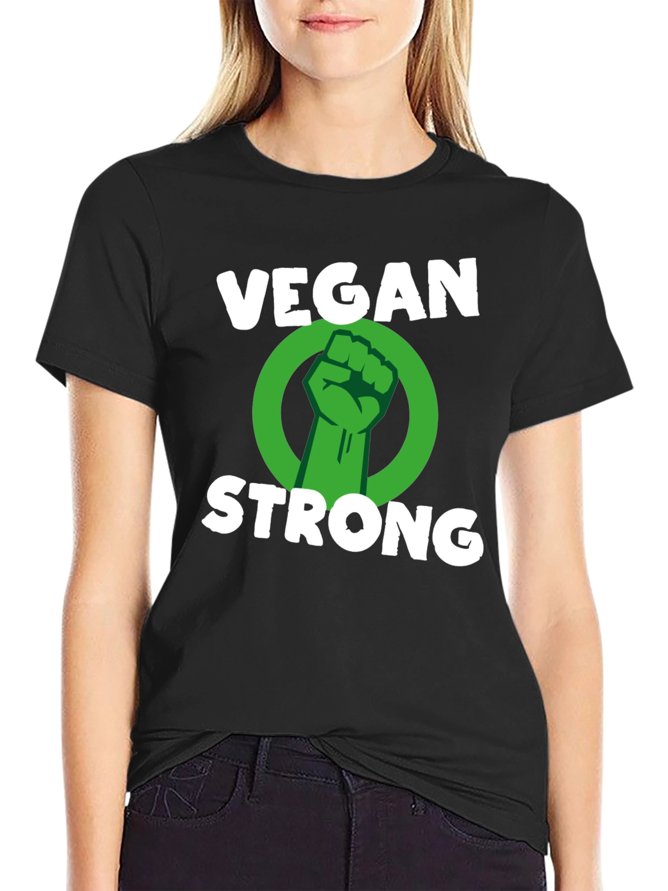 Vegan Strong T-Shirt - Black Graphic Tee