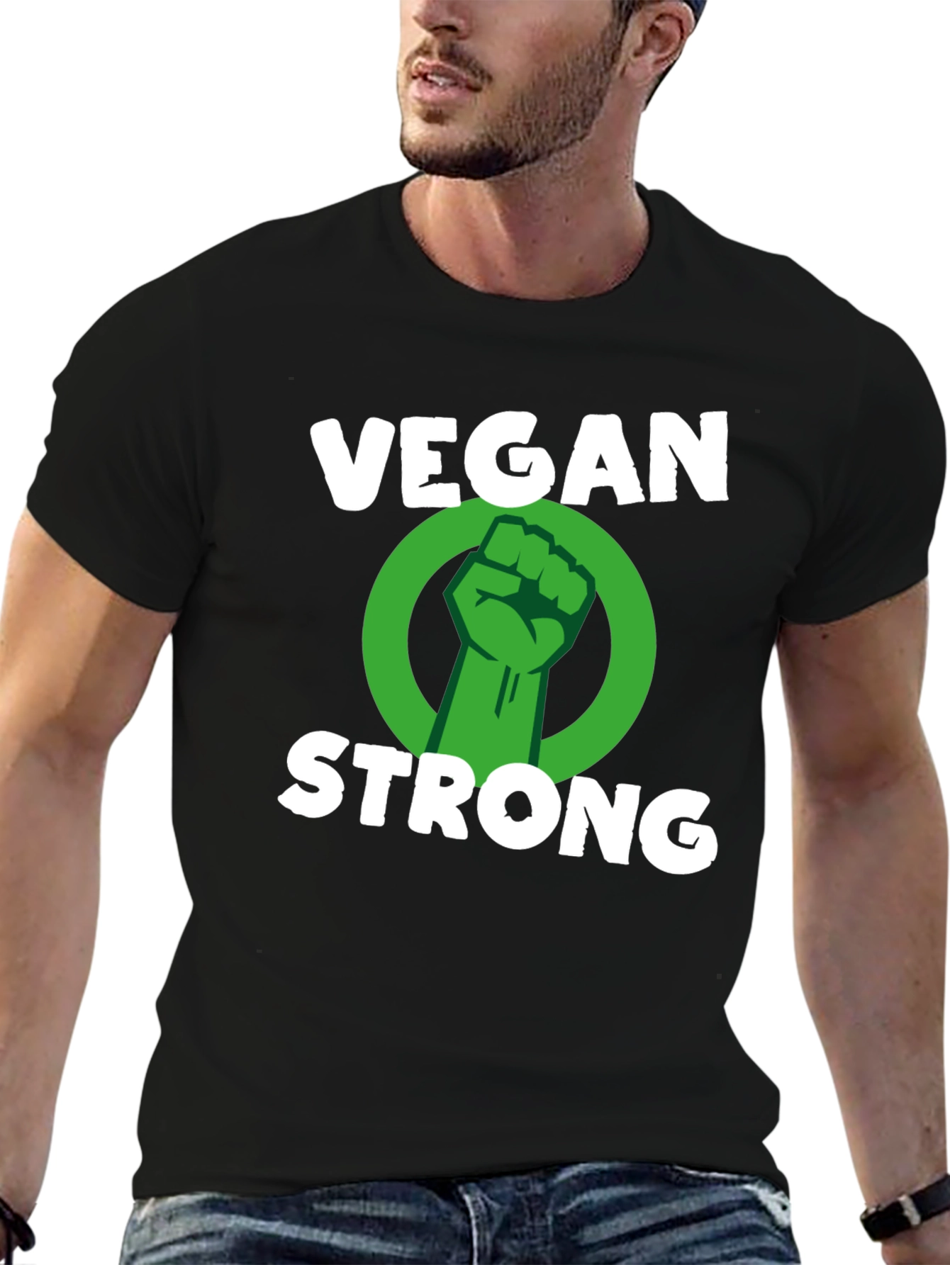 Vegan Strong T-Shirt - Black Graphic Tee