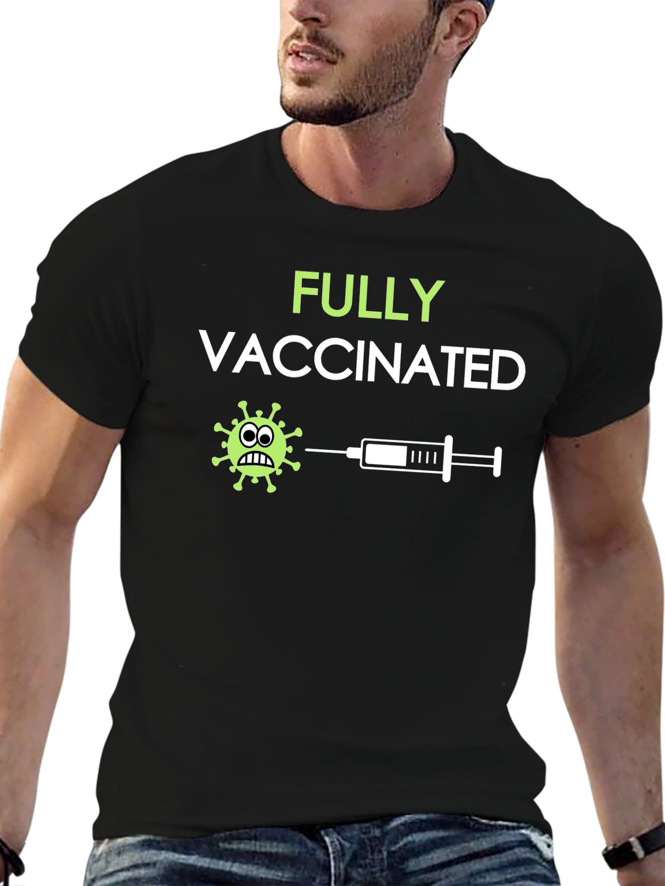 Fully Vaccinated Graphic Tee - Black Cotton T-Shirt