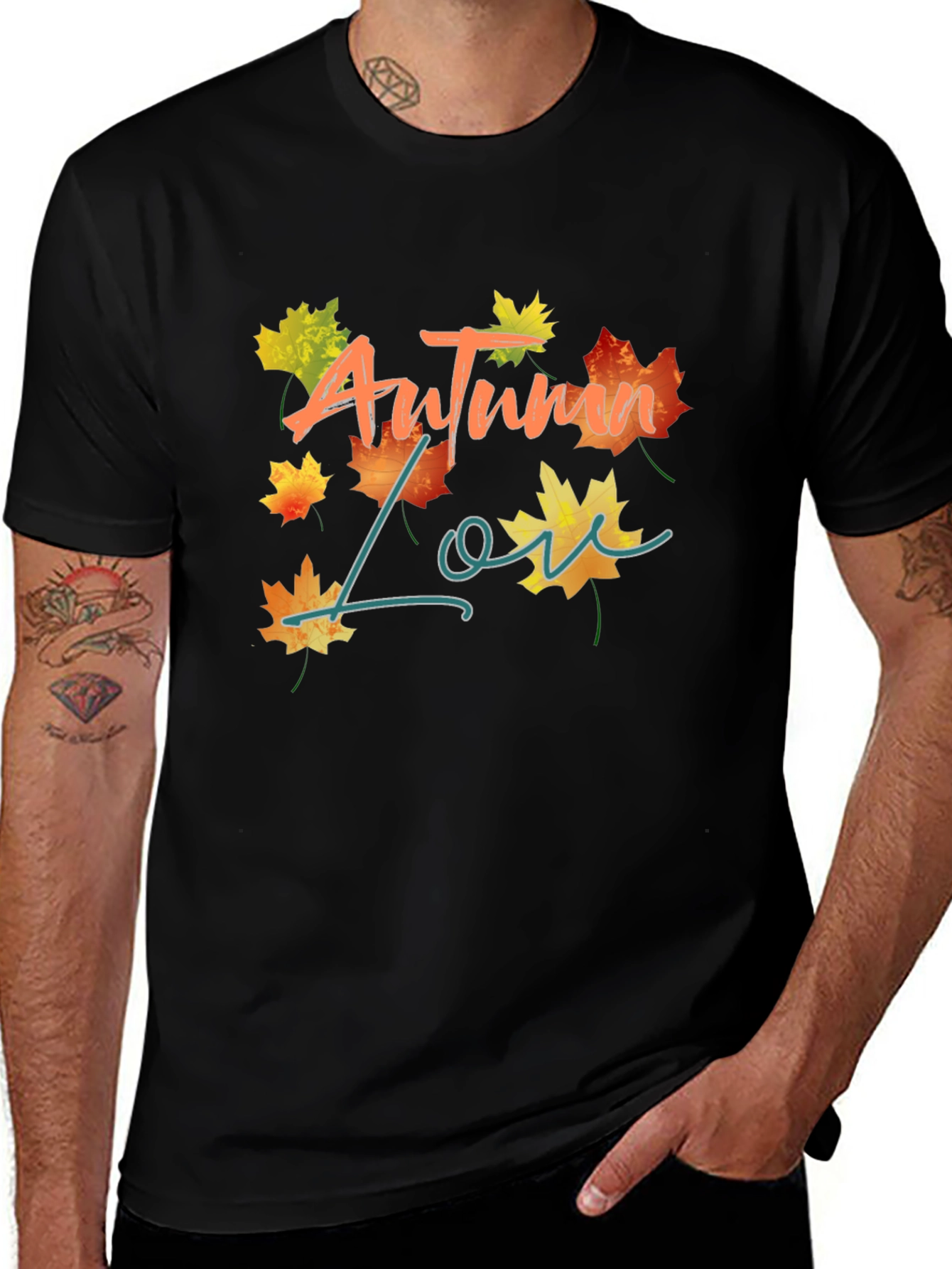 Autumn Love Graphic Tee - Black