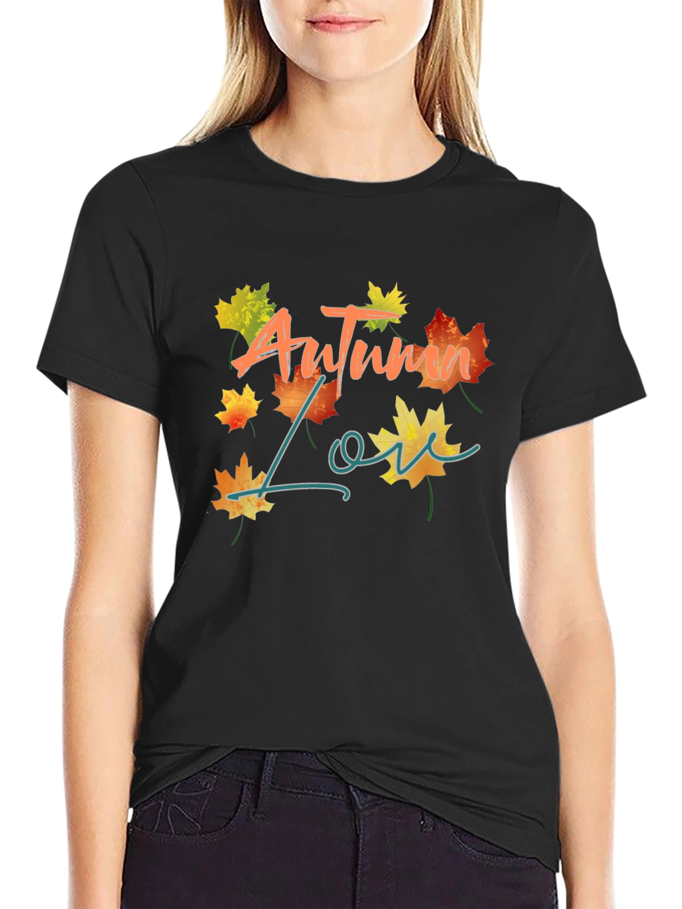 Autumn Love Graphic Tee - Black