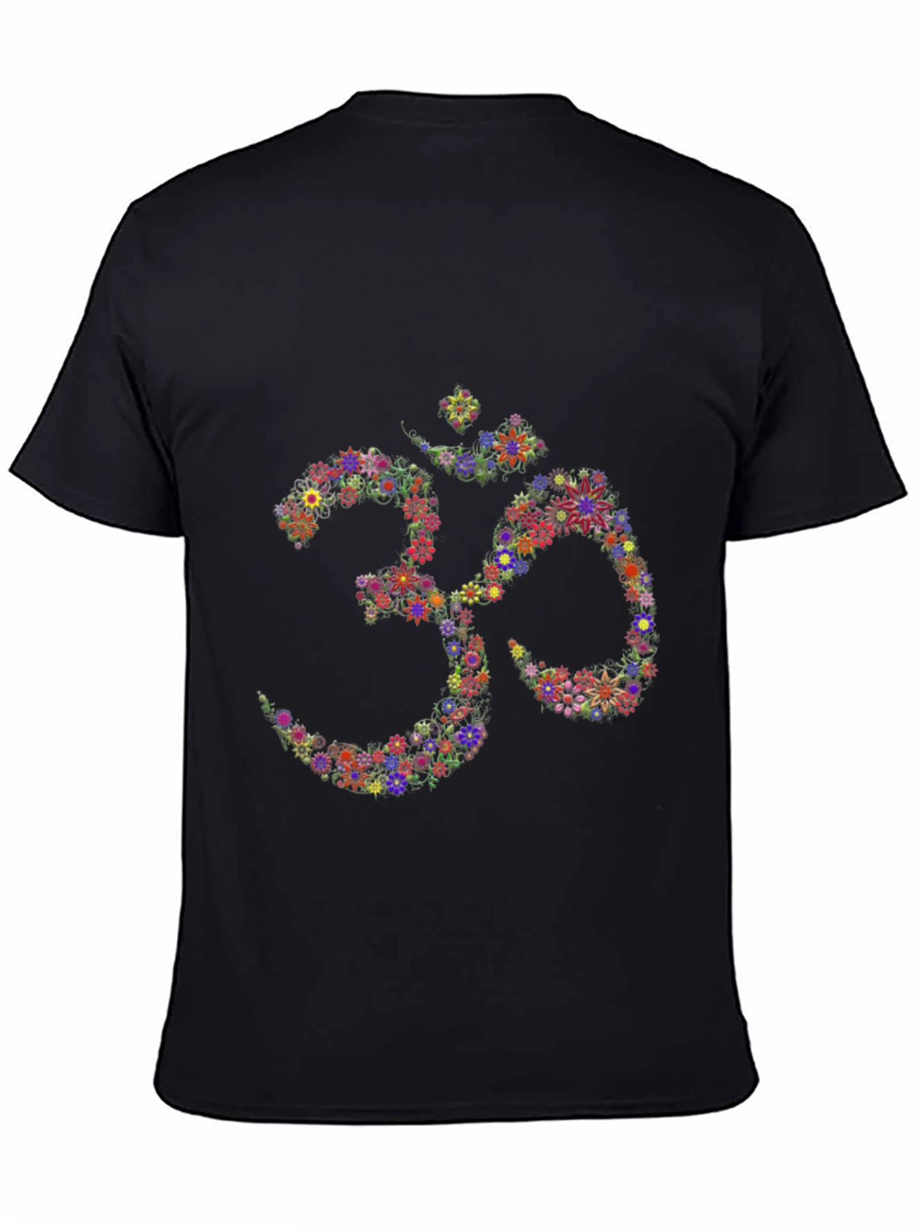 Floral Om Symbol Black T-Shirt