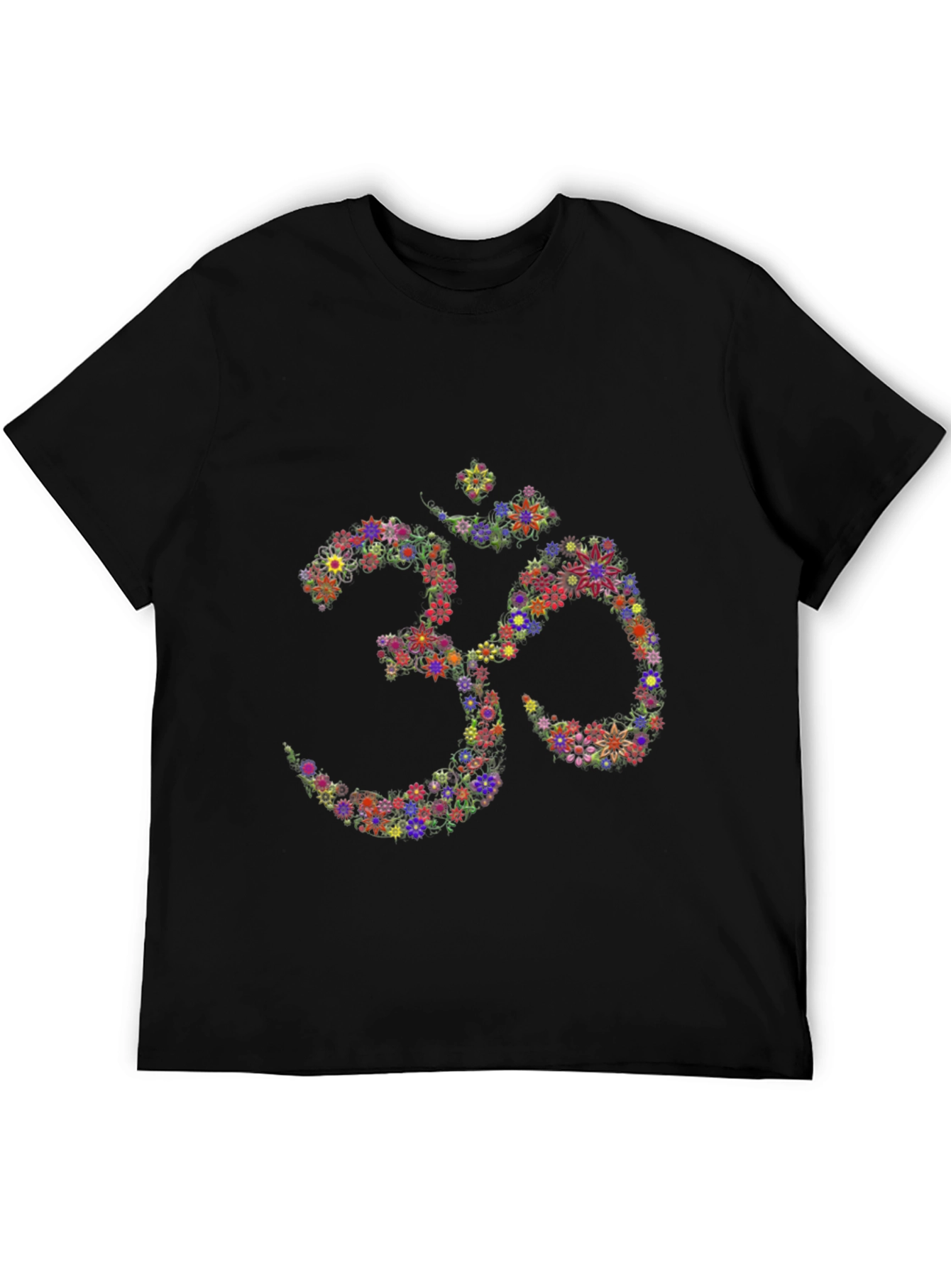 Floral Om Symbol Black T-Shirt
