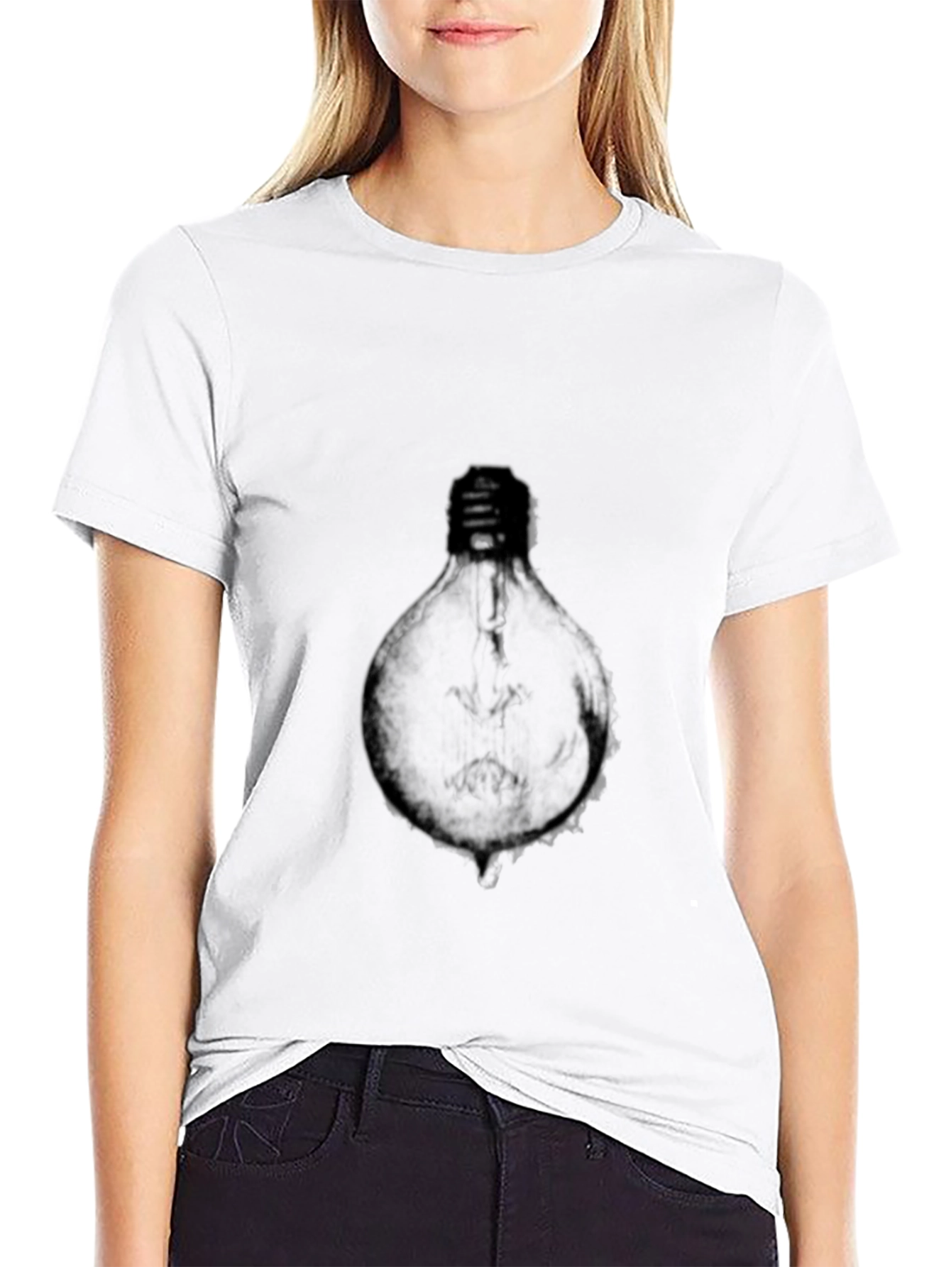 Mens Black Graphic Tee - Light Bulb Design
