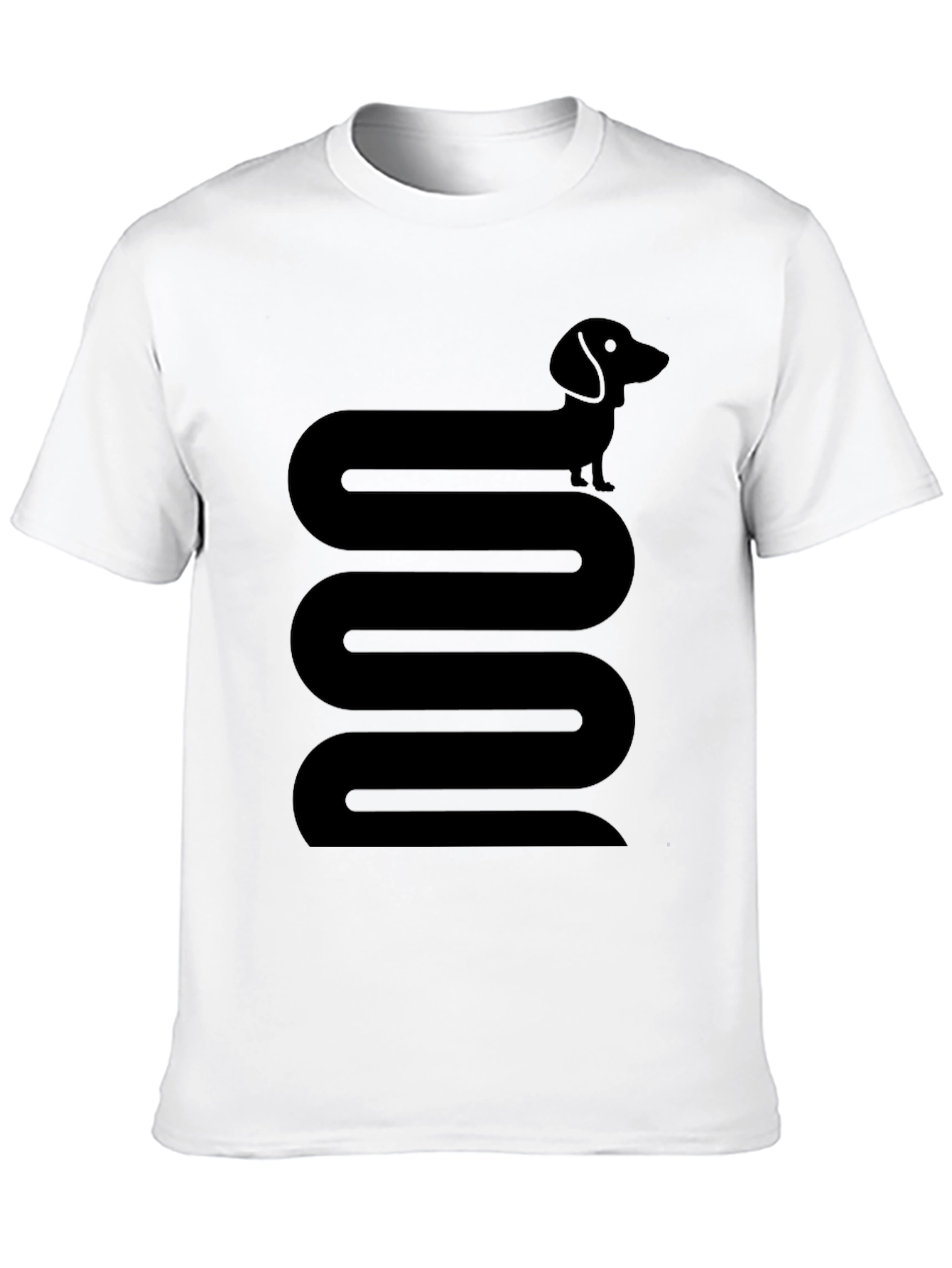 Dachshund Snake Graphic Tee - Black Cotton T-Shirt