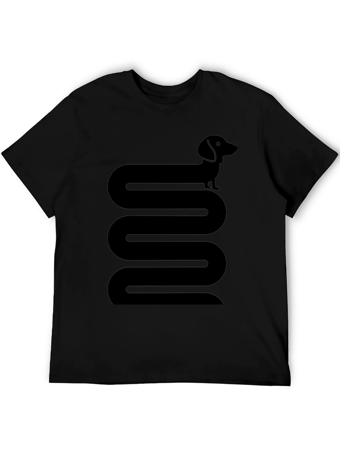Dachshund Snake Graphic Tee - Black Cotton T-Shirt