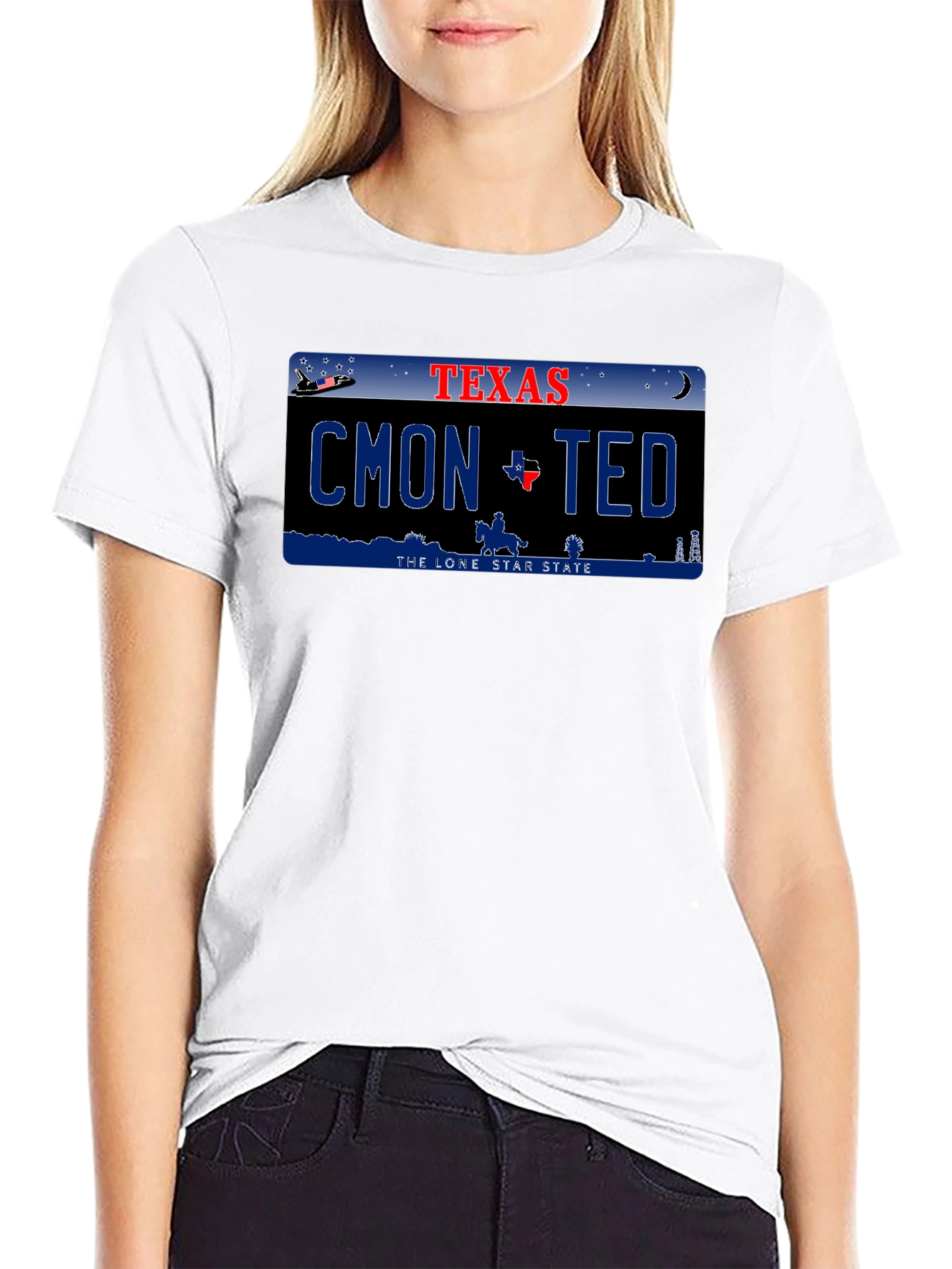 Cmon Ted Texas License Plate Graphic T-Shirt