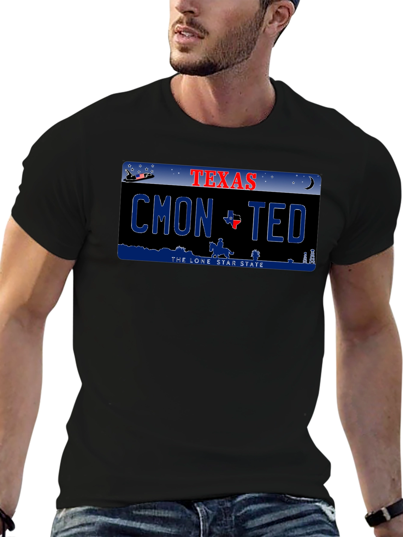 Cmon Ted Texas License Plate Graphic T-Shirt