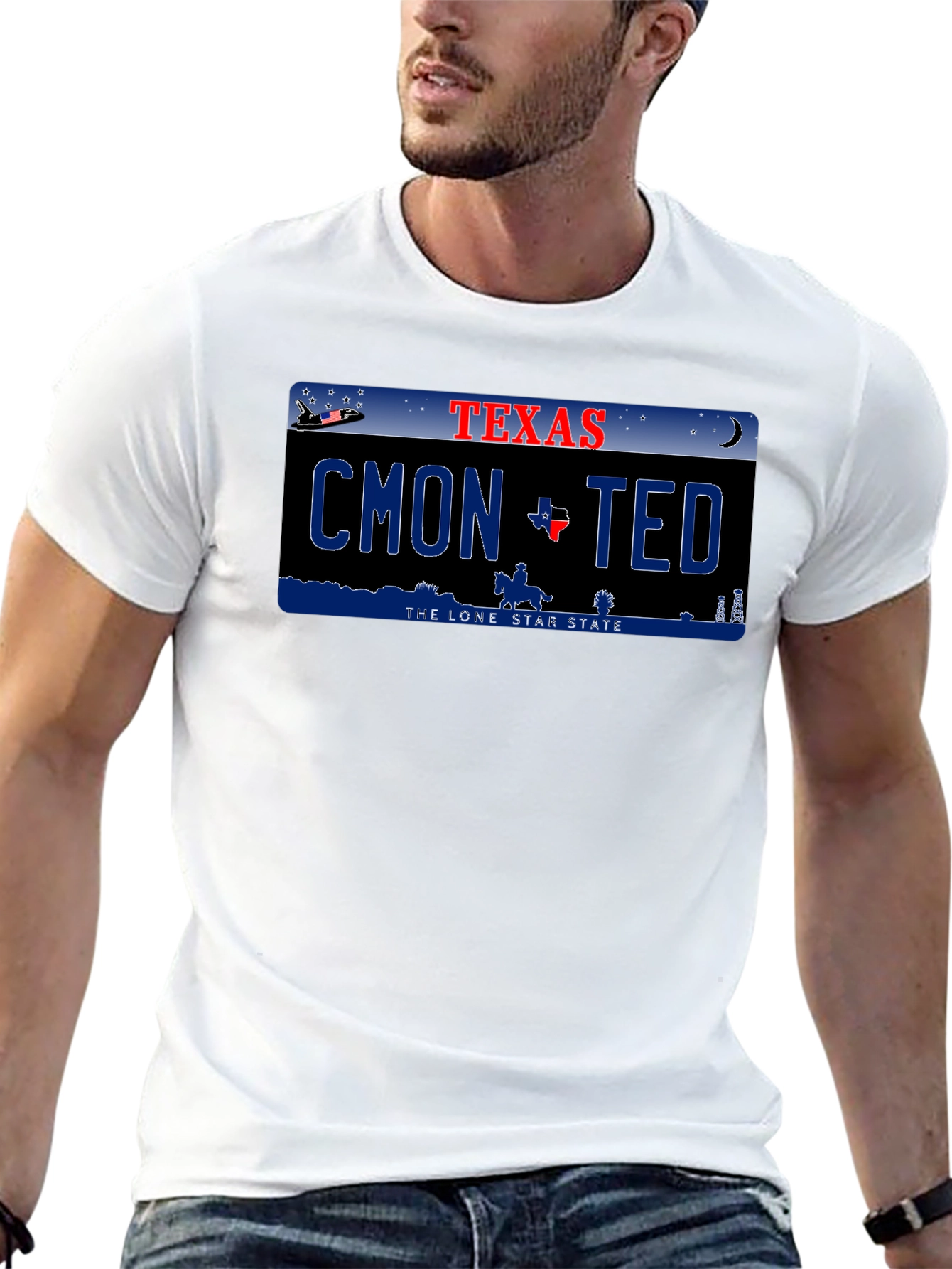 Cmon Ted Texas License Plate Graphic T-Shirt