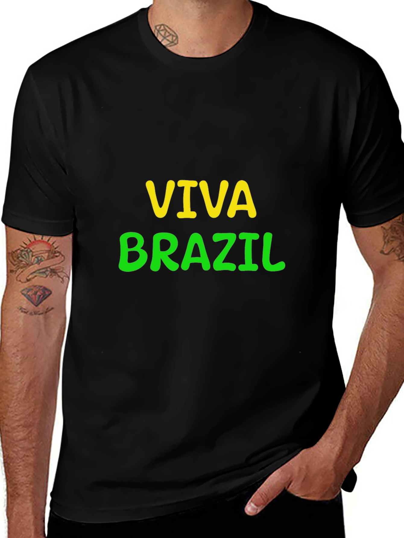 Viva Brazil Graphic Tee - Black Cotton T-Shirt