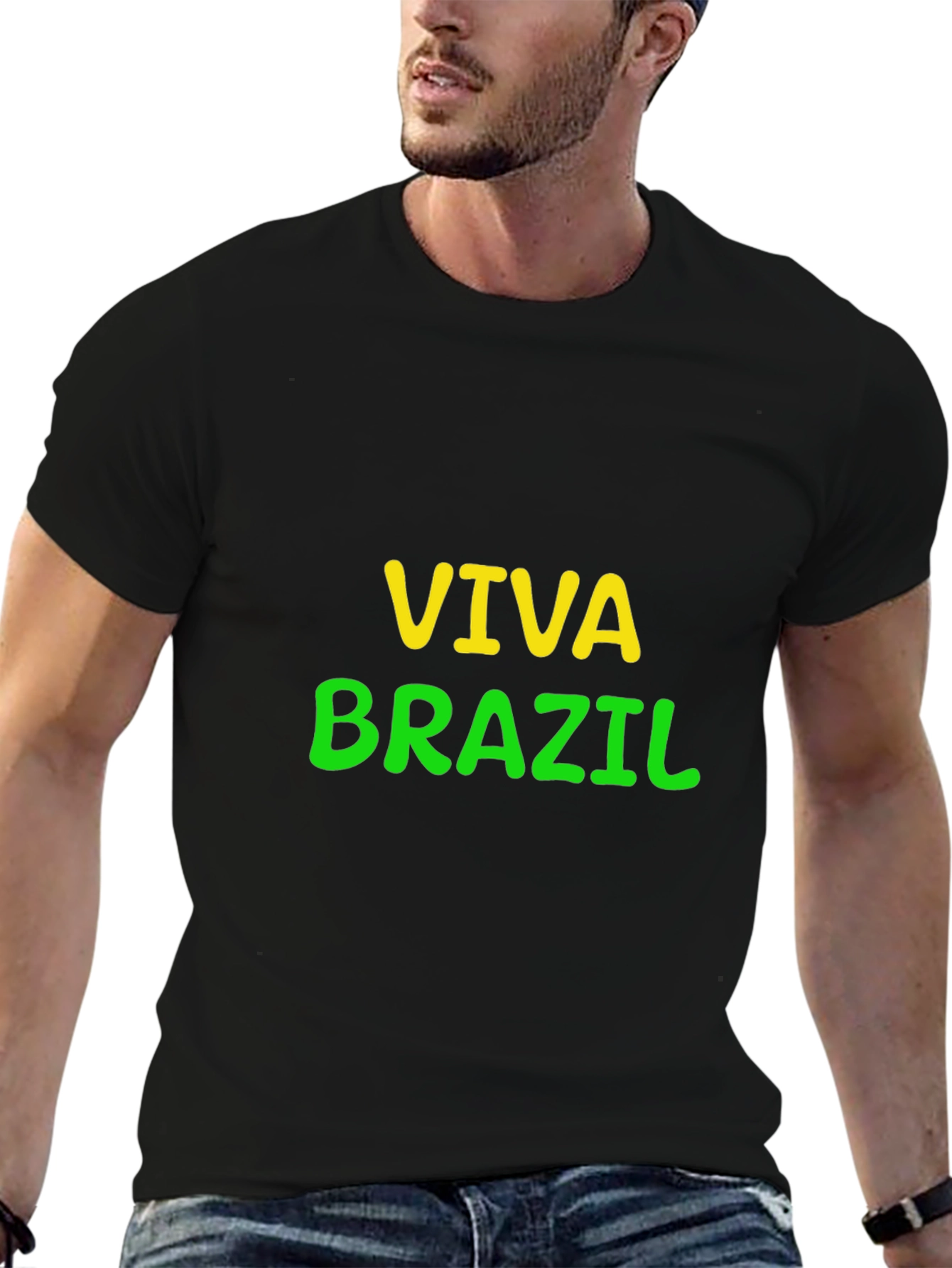 Viva Brazil Graphic Tee - Black Cotton T-Shirt