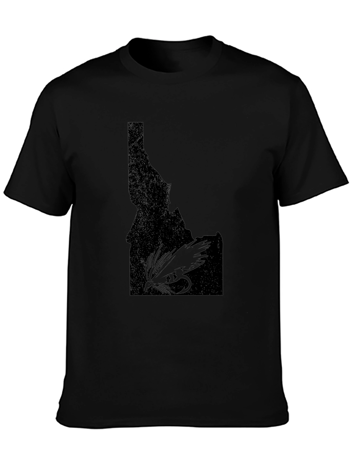 Idaho Fly Fishing T-Shirt - Black State Outline Tee
