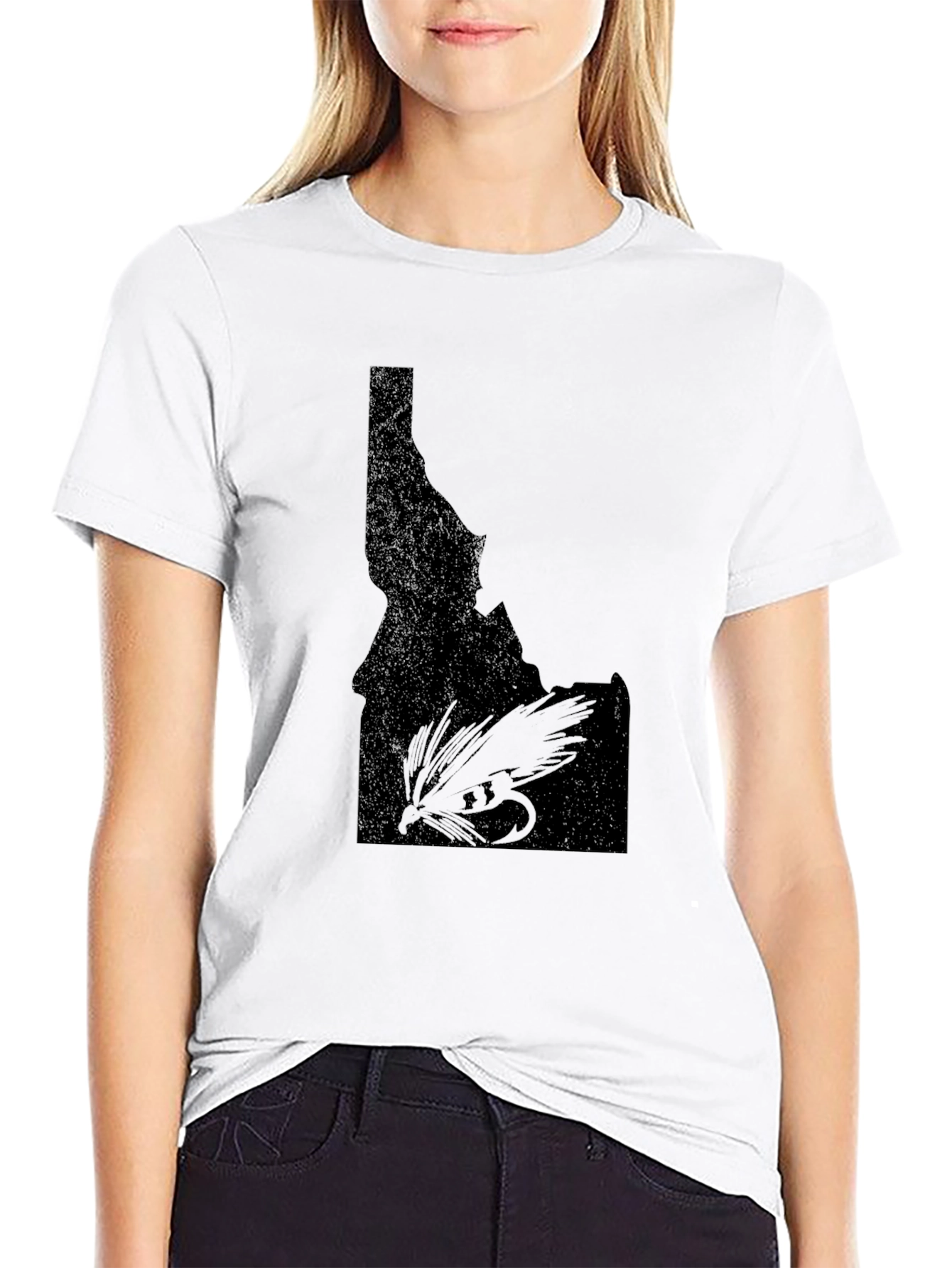 Idaho Fly Fishing T-Shirt - Black State Outline Tee