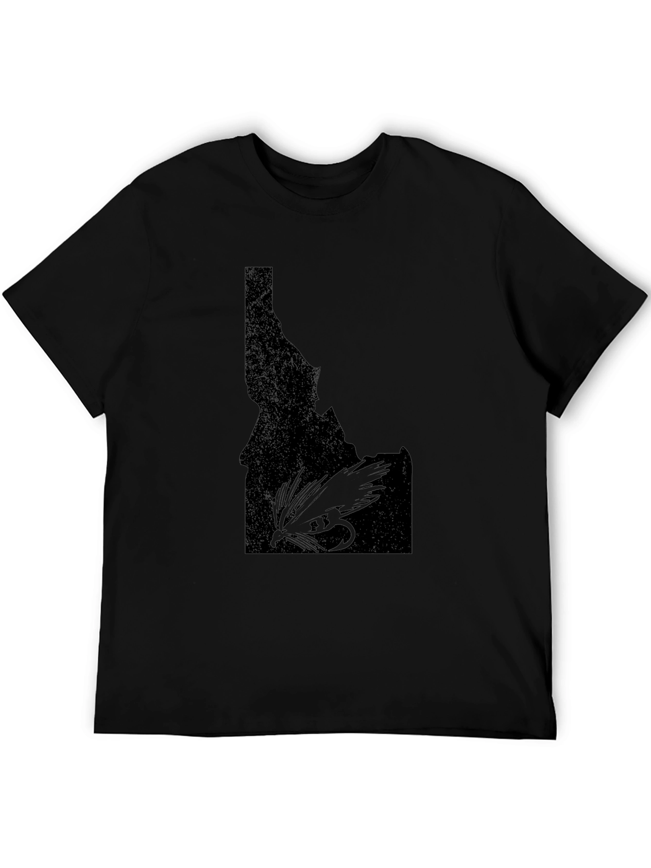Idaho Fly Fishing T-Shirt - Black State Outline Tee