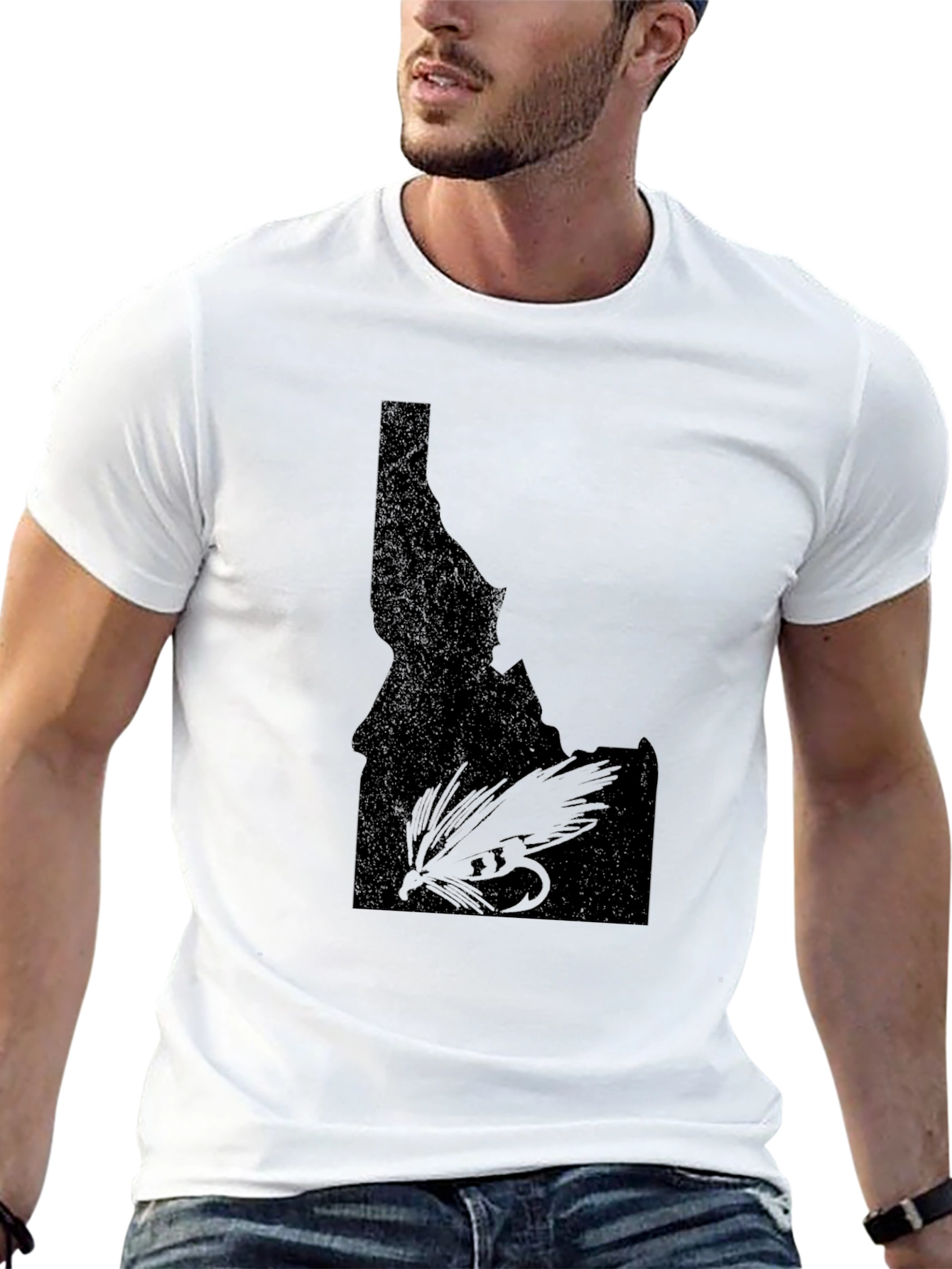 Idaho Fly Fishing T-Shirt - Black State Outline Tee