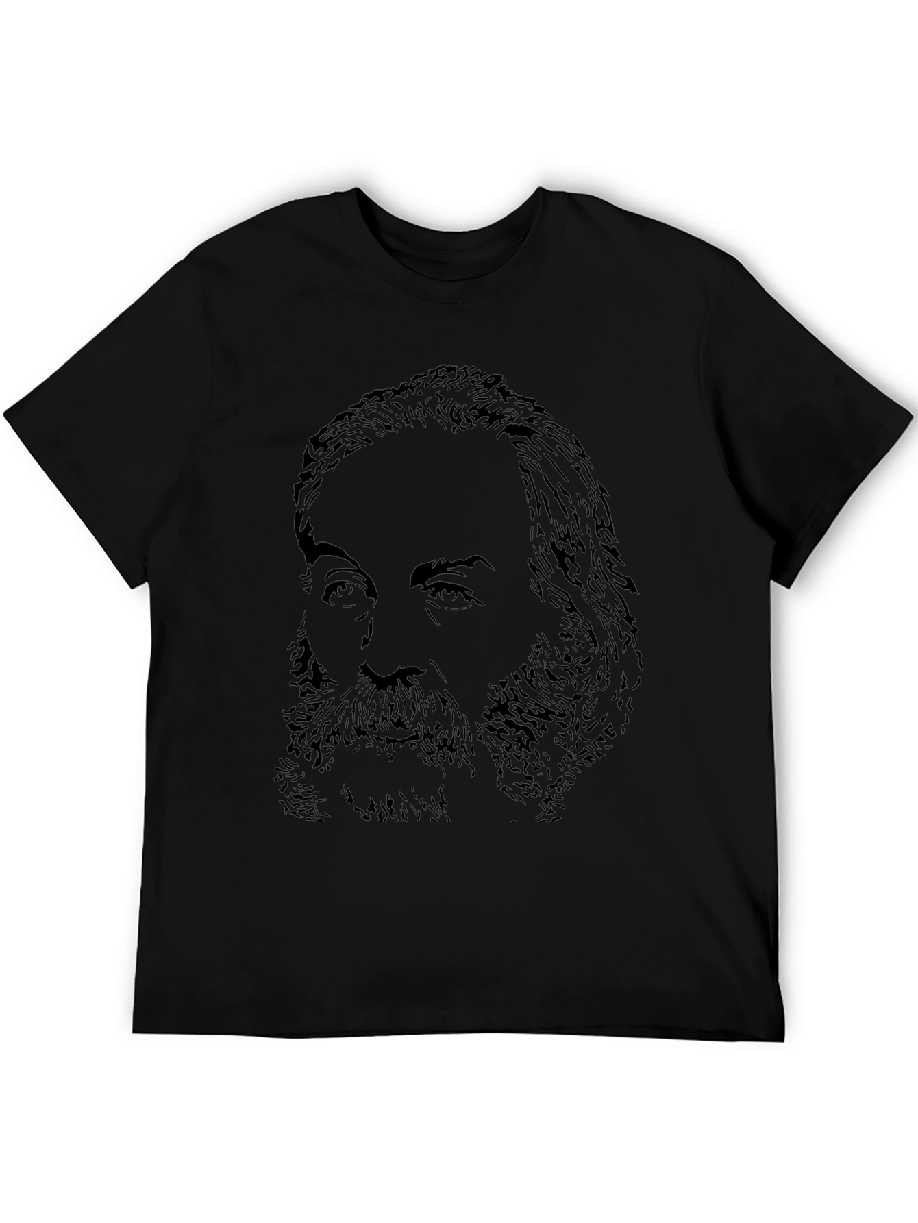 Mens Black T-Shirt with Portrait Graphic